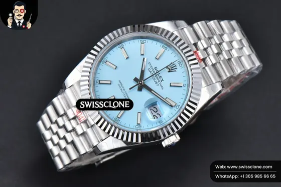 Rolex Datejust 41mm Tiffany DIal braceelt VR3235 tungsten heavier 1:1 Super Clone - Dial Macro Close-Up