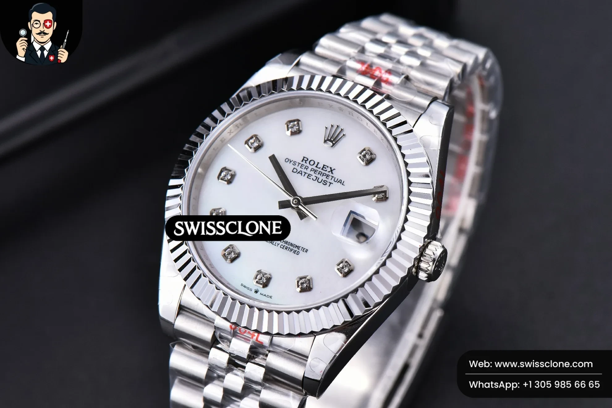 Rolex Datejust 41mm White Dial Diamond Marker Fluted Bezel Jubille VR3235 1:1 Super Clone - Clasp & Bracelet Finishing