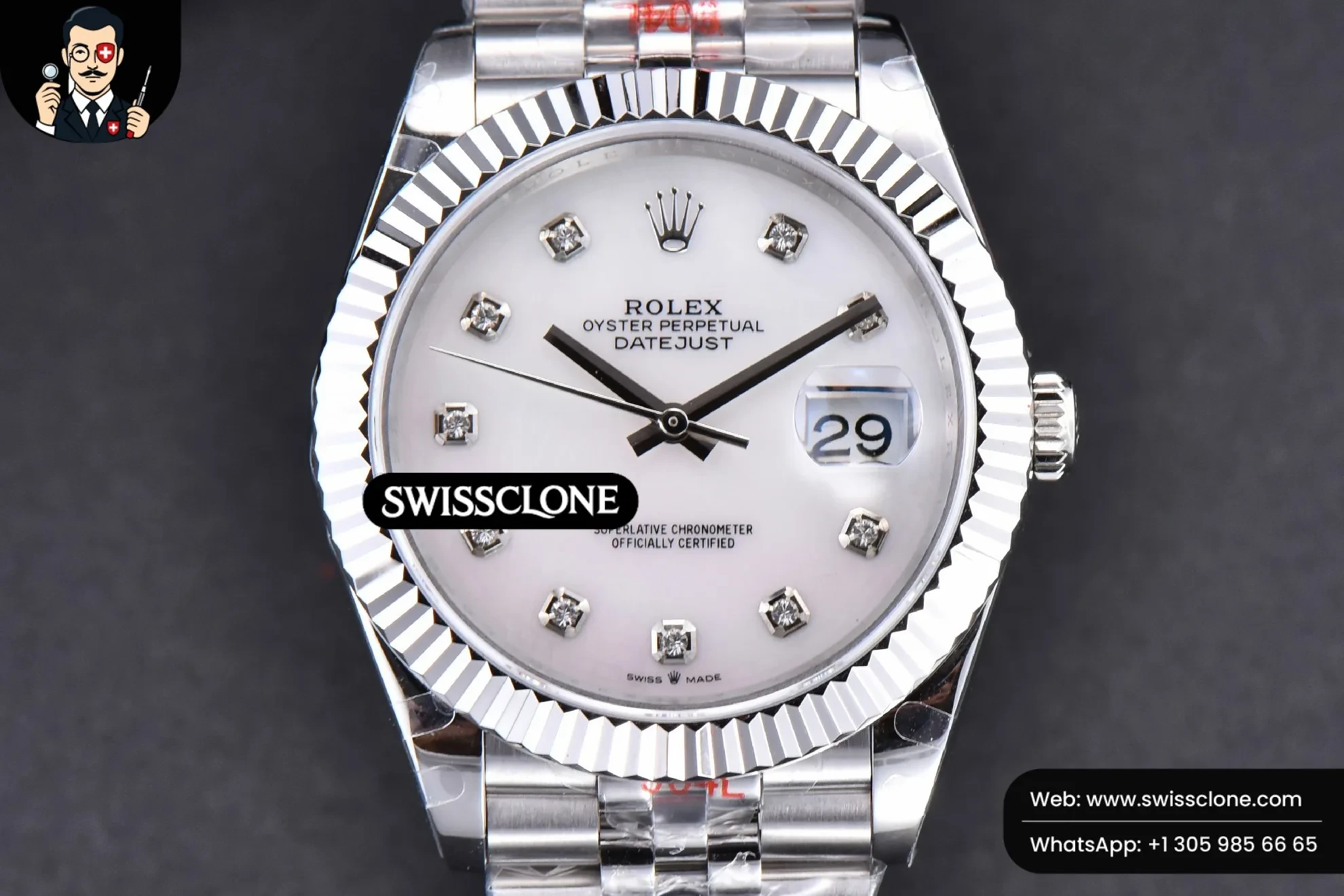Rolex Datejust 41mm White Dial Diamond Marker Fluted Bezel Jubille VR3235