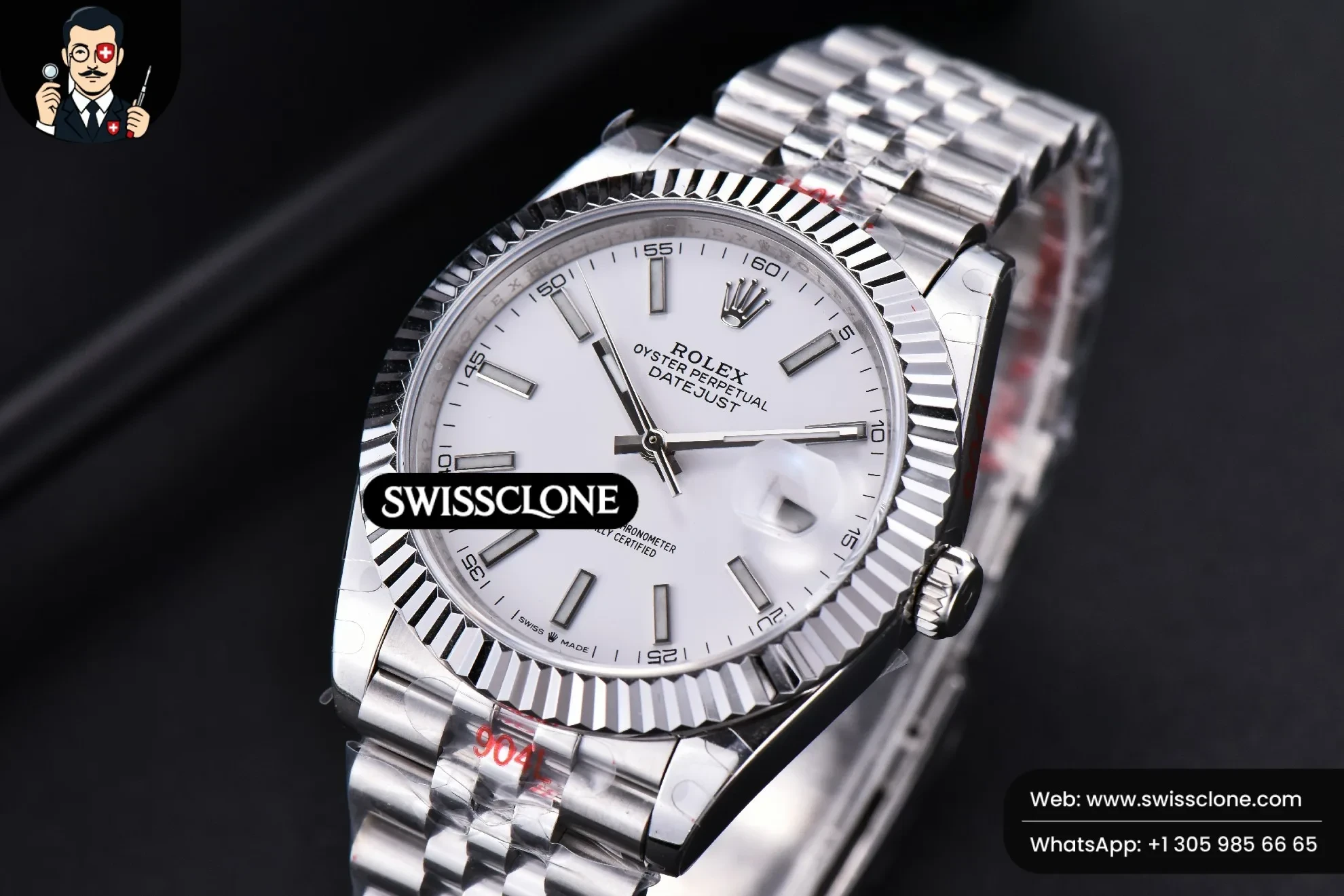 Rolex Datejust 41mm White Dial Lume Marker Fluted Bezel Jubille VR3235 1:1 Super Clone - Clasp & Bracelet Finishing