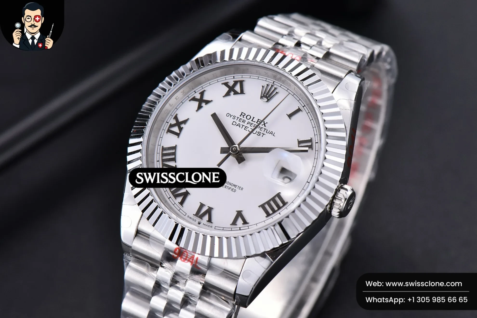 Rolex Datejust 41mm White Dial Roma Marker Fluted Bezel Jubille VR3235 1:1 Super Clone - Clasp & Bracelet Finishing
