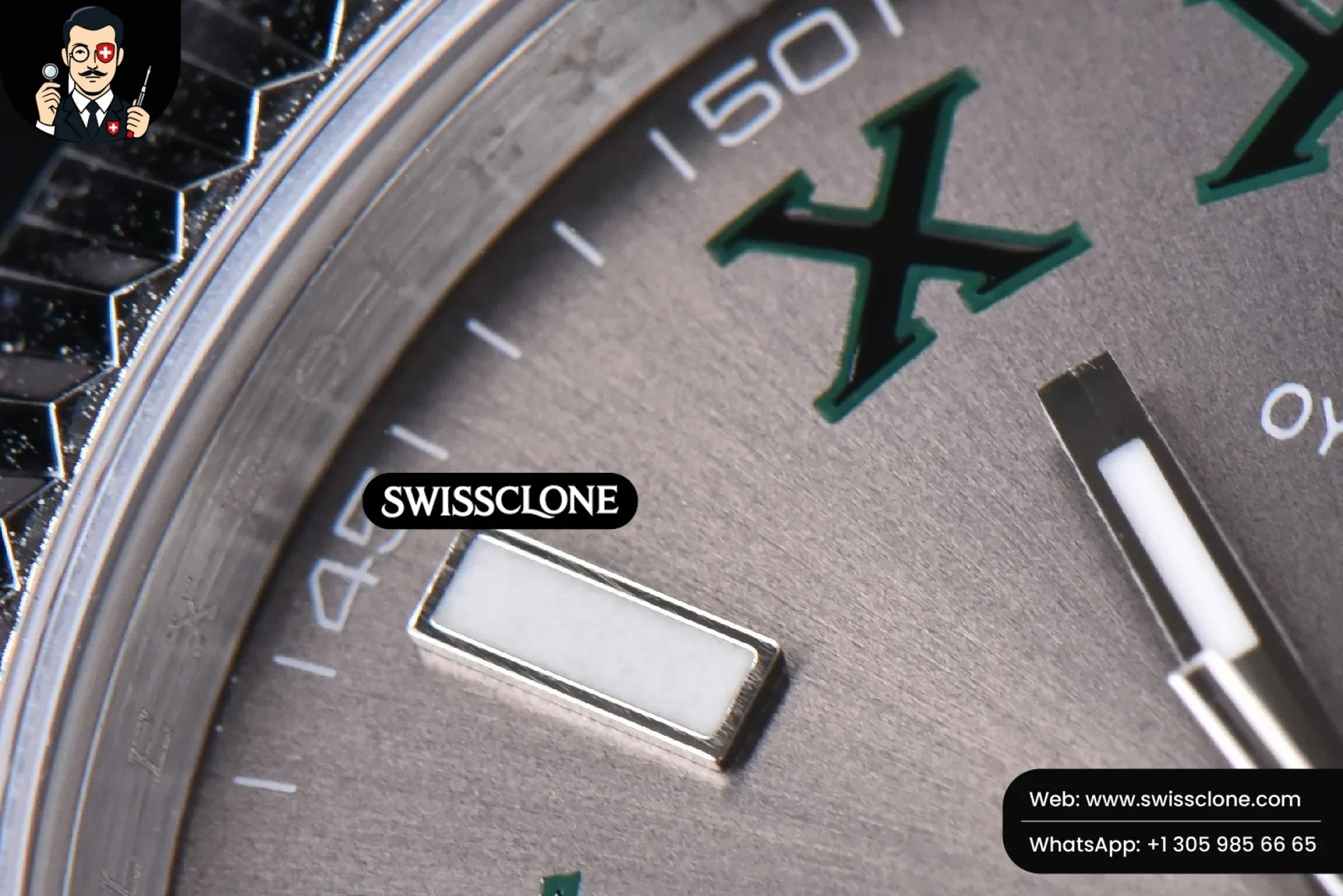 Rolex Datejust 41mm Wimbledon Gray Dial Green Marker Fluted Bezel Jubille VR3235 1:1 Super Clone - Lateral Case Thickness Profile