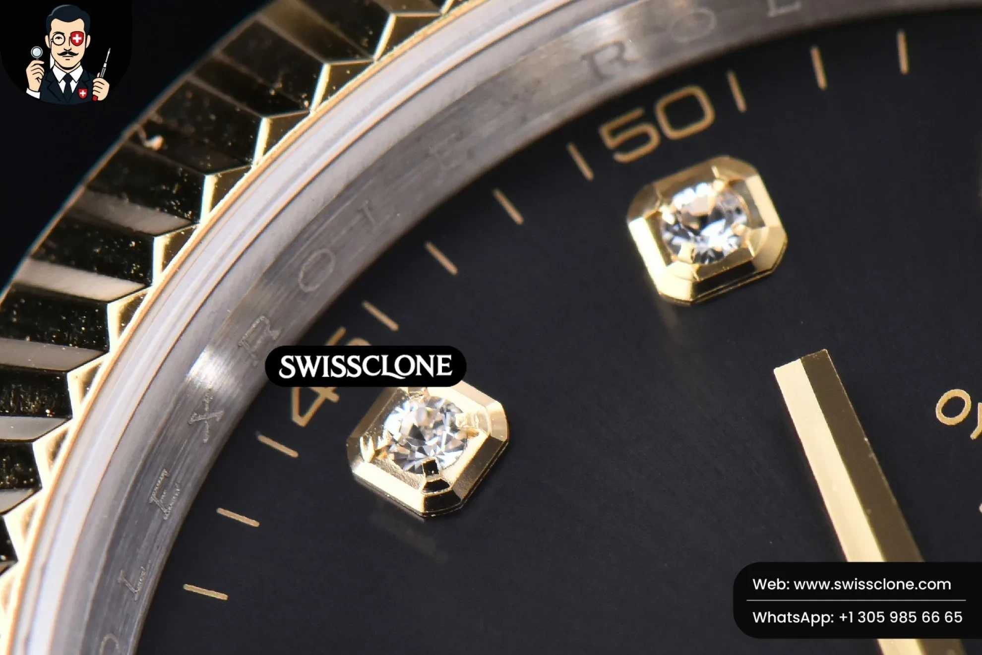 Rolex Datejust 41mm YG/SS Black Dial diamond Marker Fluted Bezel Jubille VR3235 1:1 Super Clone - Caseback & Cloned Calibre Movement
