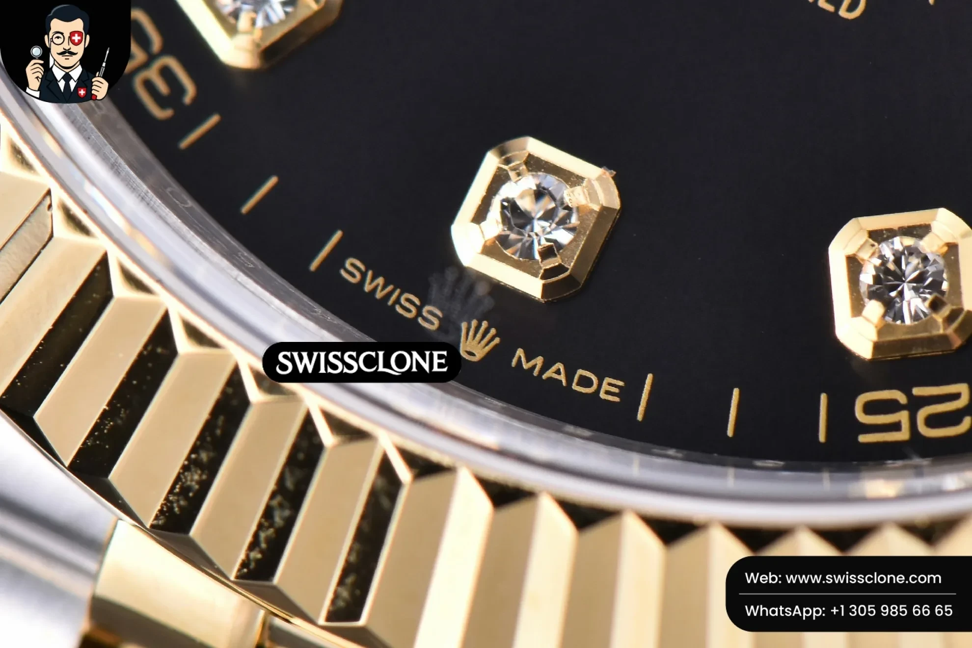 Rolex Datejust 41mm YG/SS Black Dial diamond Marker Fluted Bezel Jubille VR3235 1:1 Super Clone - On-Wrist Presence View