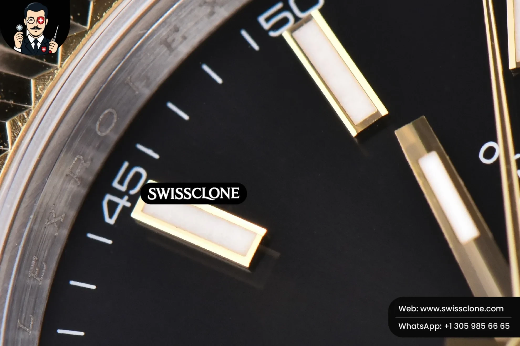 Rolex Datejust 41mm YG/SS Black Dial Stick Marker Fluted Bezel Jubille VR3235 1:1 Super Clone - Lateral Case Thickness Profile