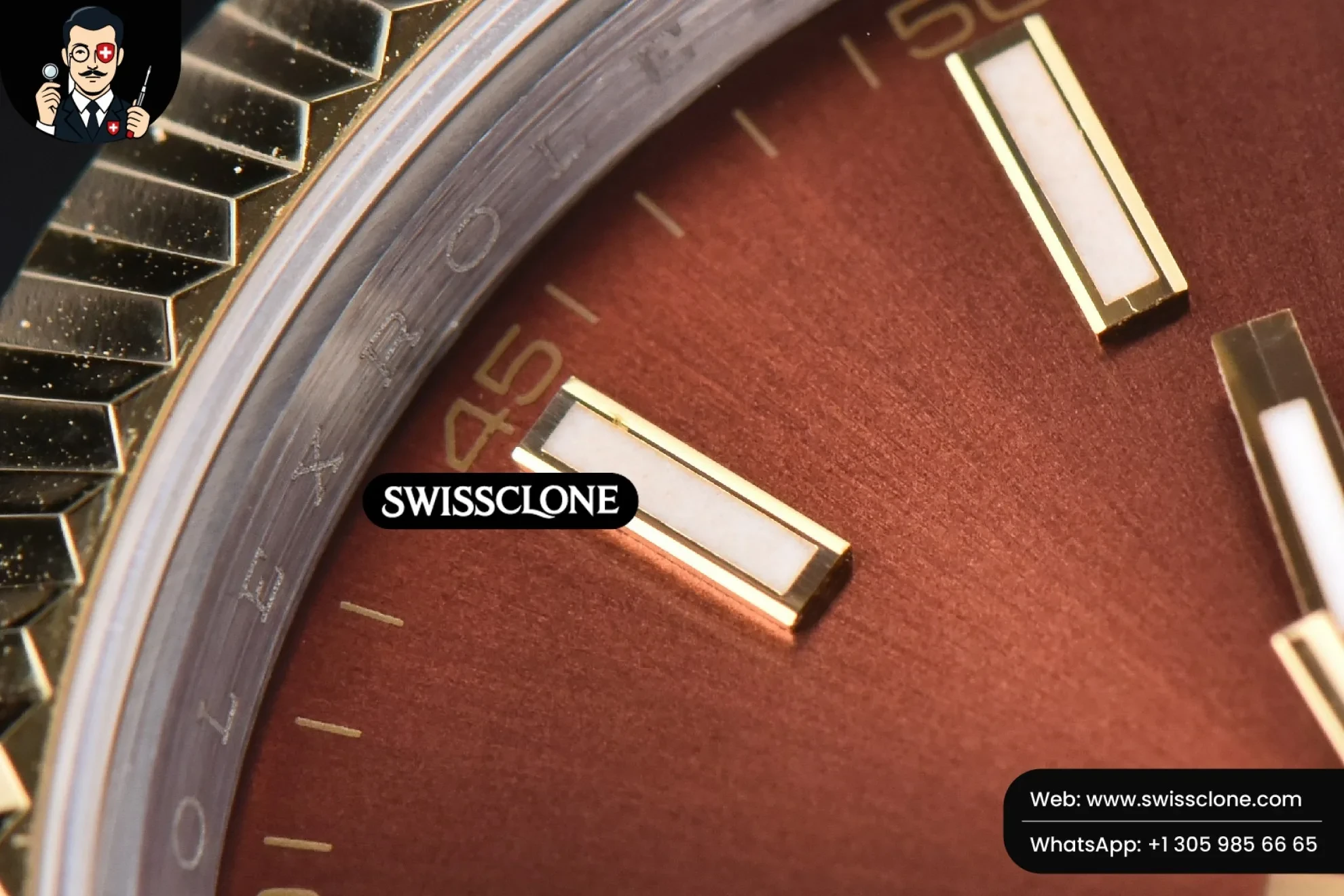 Rolex Datejust 41mm YG/SS Brown Dial Stick Marker Fluted Bezel Jubille VR3235 1:1 Super Clone - On-Wrist Presence View
