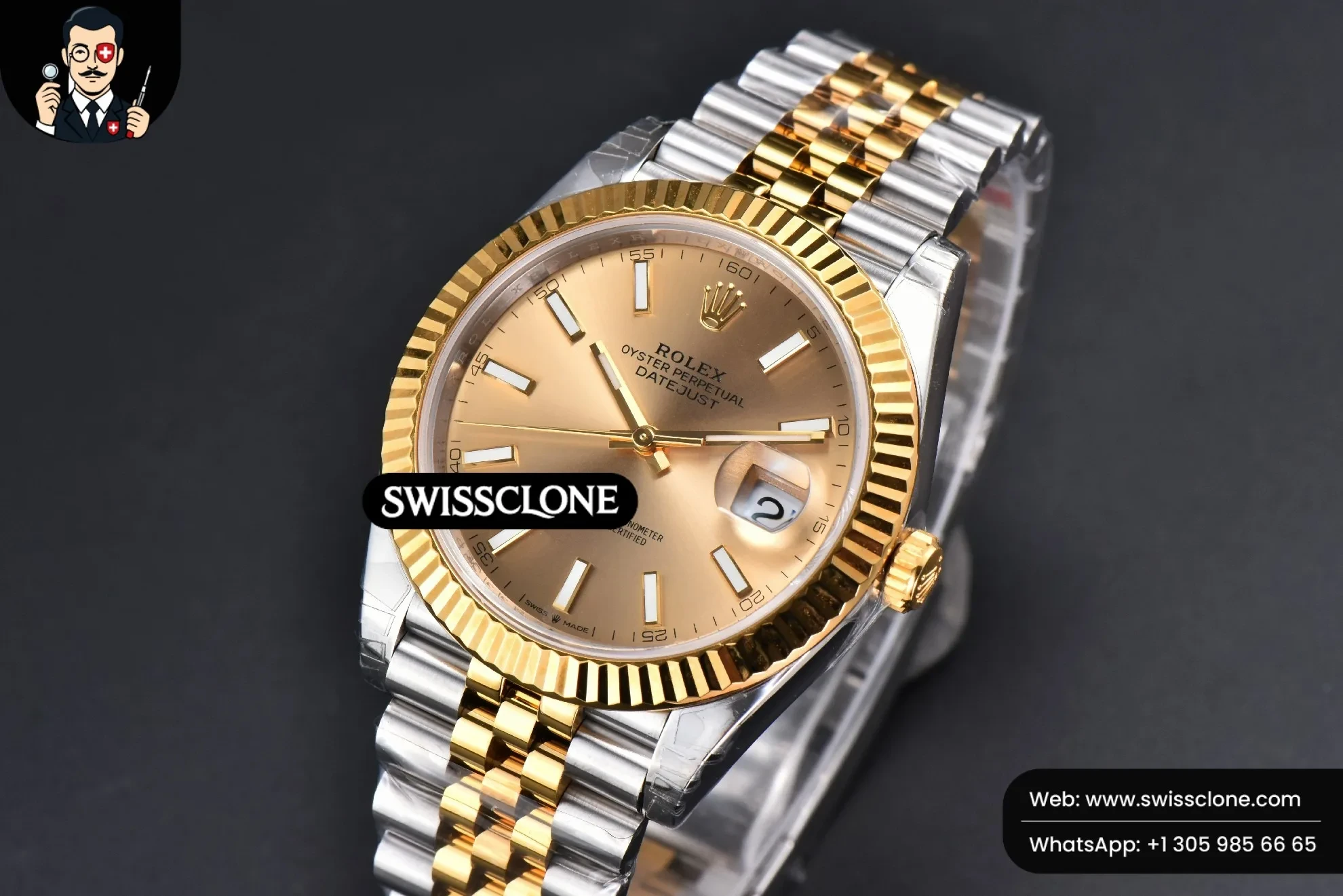 Rolex DateJust 41mm YG/SS Dial Lume Marker Jubilee VS3235 1:1 Super Clone - Clasp & Bracelet Finishing