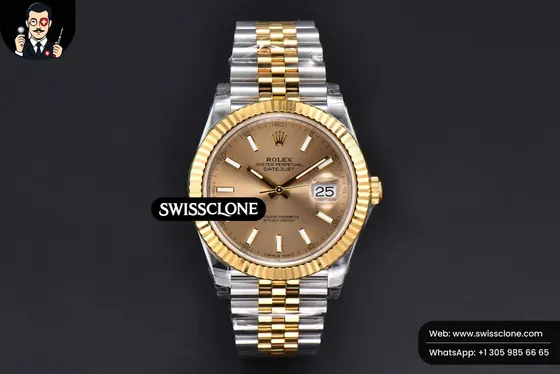 Rolex DateJust 41mm YG/SS Dial Lume Marker Jubilee VS3235 1:1 Super Clone - Dial Macro Close-Up