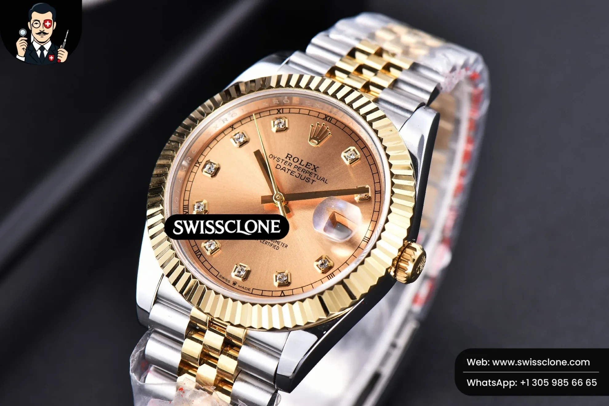 Rolex Datejust 41mm YG/SS Gold Dial Diamond Marker Fluted Bezel Jubille VR3235 1:1 Super Clone - Clasp & Bracelet Finishing