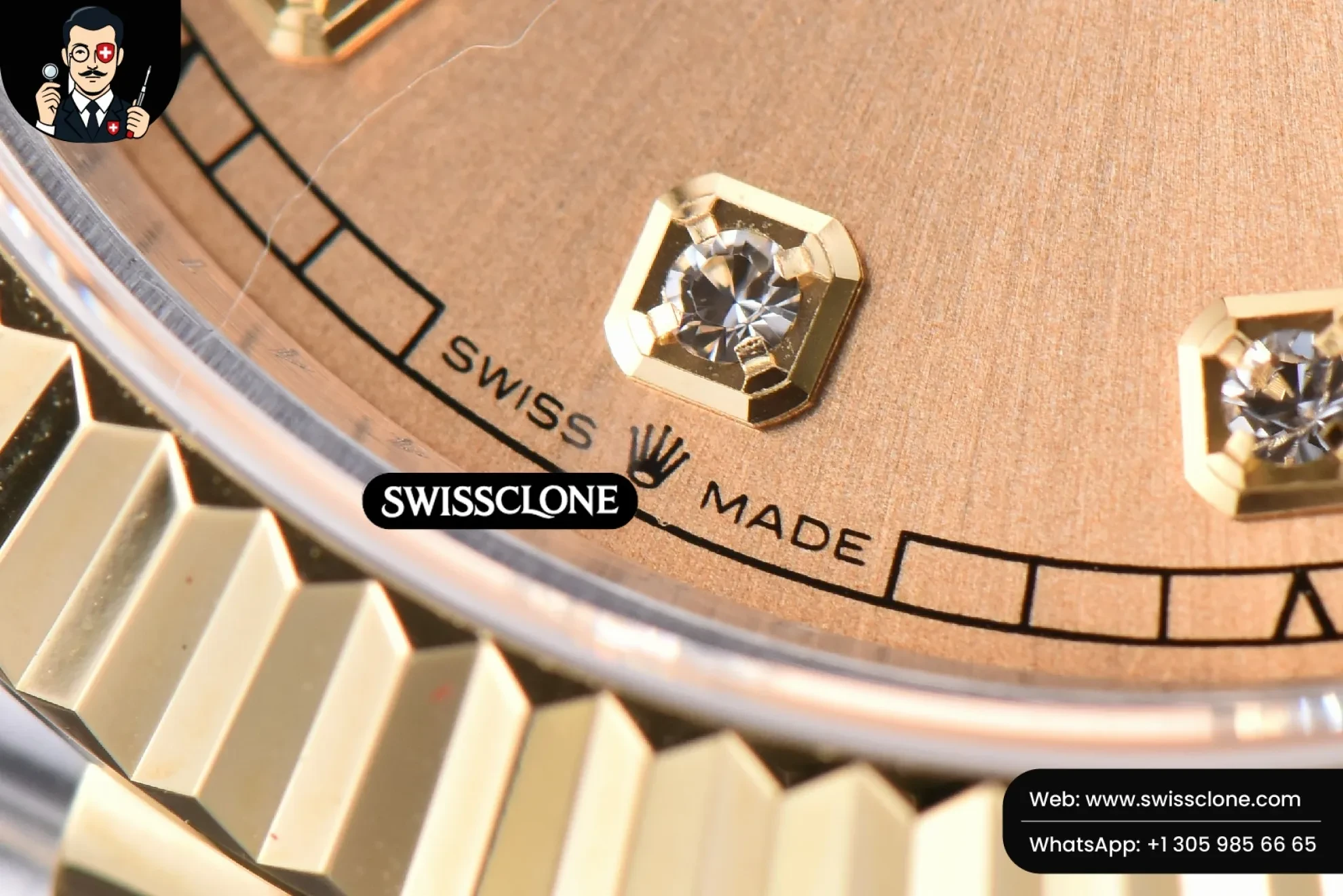 Rolex Datejust 41mm YG/SS Gold Dial Diamond Marker Fluted Bezel Jubille VR3235 1:1 Super Clone - On-Wrist Presence View