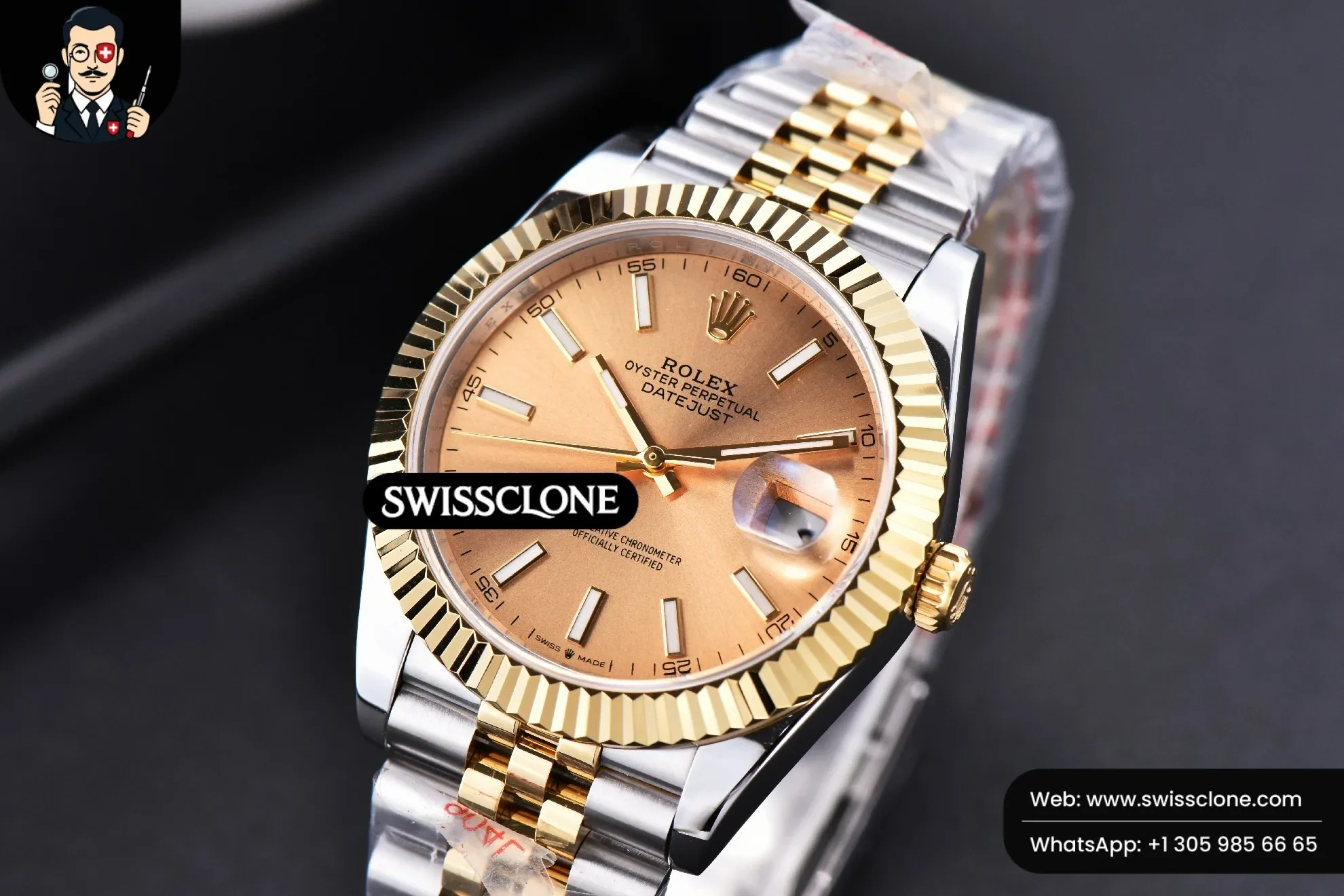 Rolex Datejust 41mm YG/SS Gold Dial Stick Marker Fluted Bezel Jubille VR3235 1:1 Super Clone - Clasp & Bracelet Finishing
