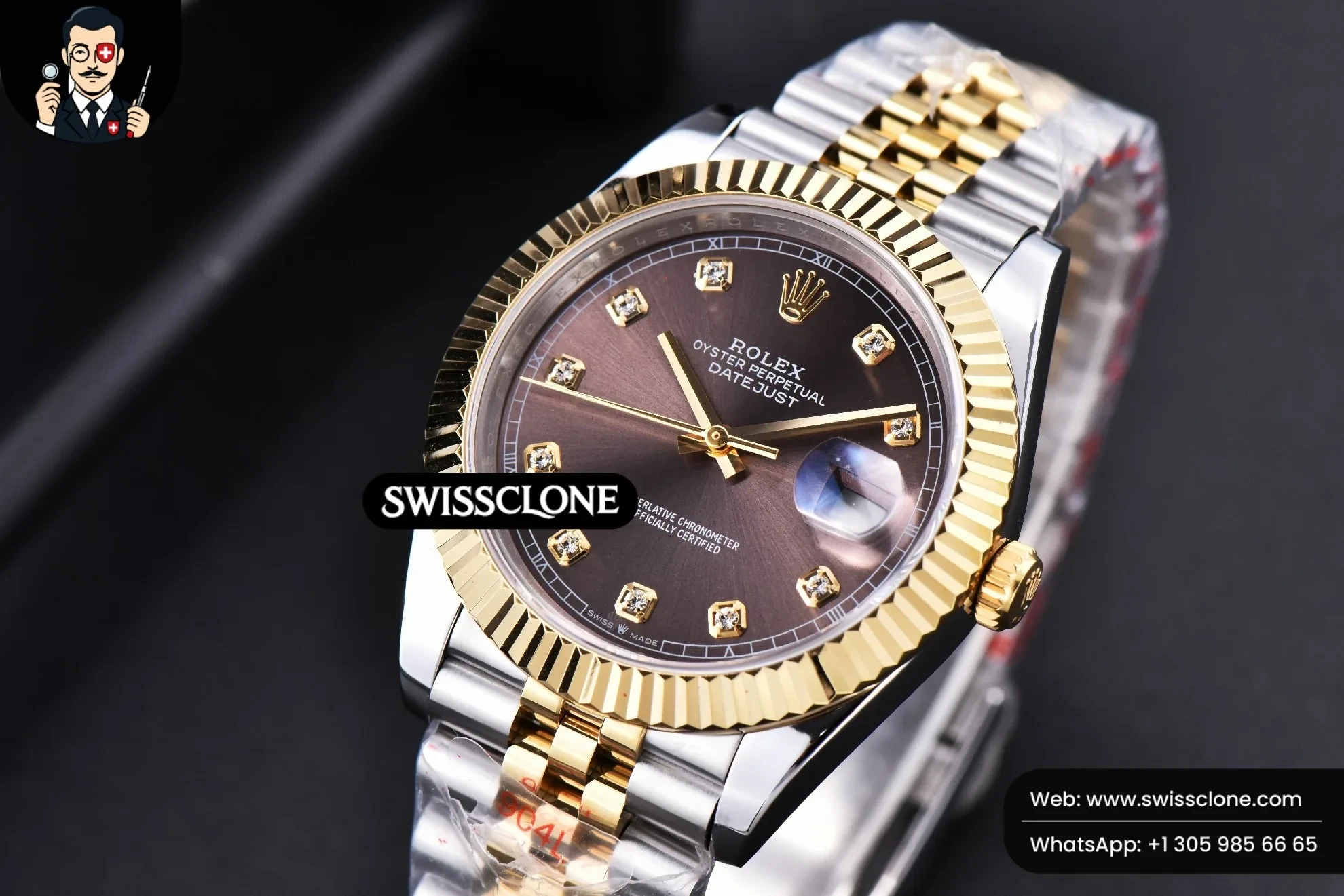 Rolex Datejust 41mm YG/SS Gray Dial Diamond Marker Fluted Bezel Jubille VR3235 1:1 Super Clone - Clasp & Bracelet Finishing