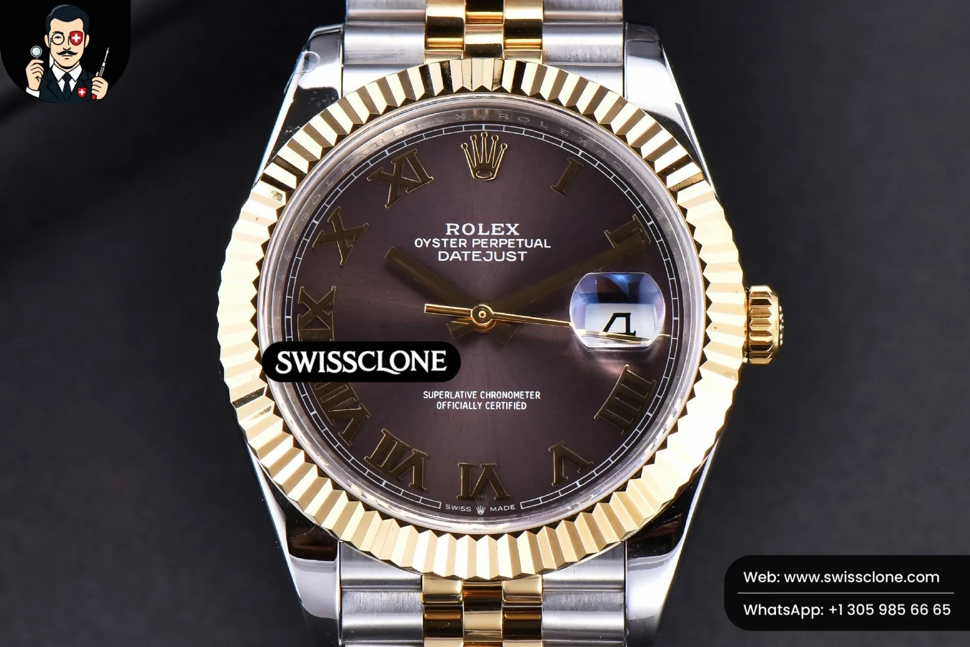 Rolex Datejust 41mm YG/SS Gray Dial Roma Marker Fluted Bezel Jubille VR3235