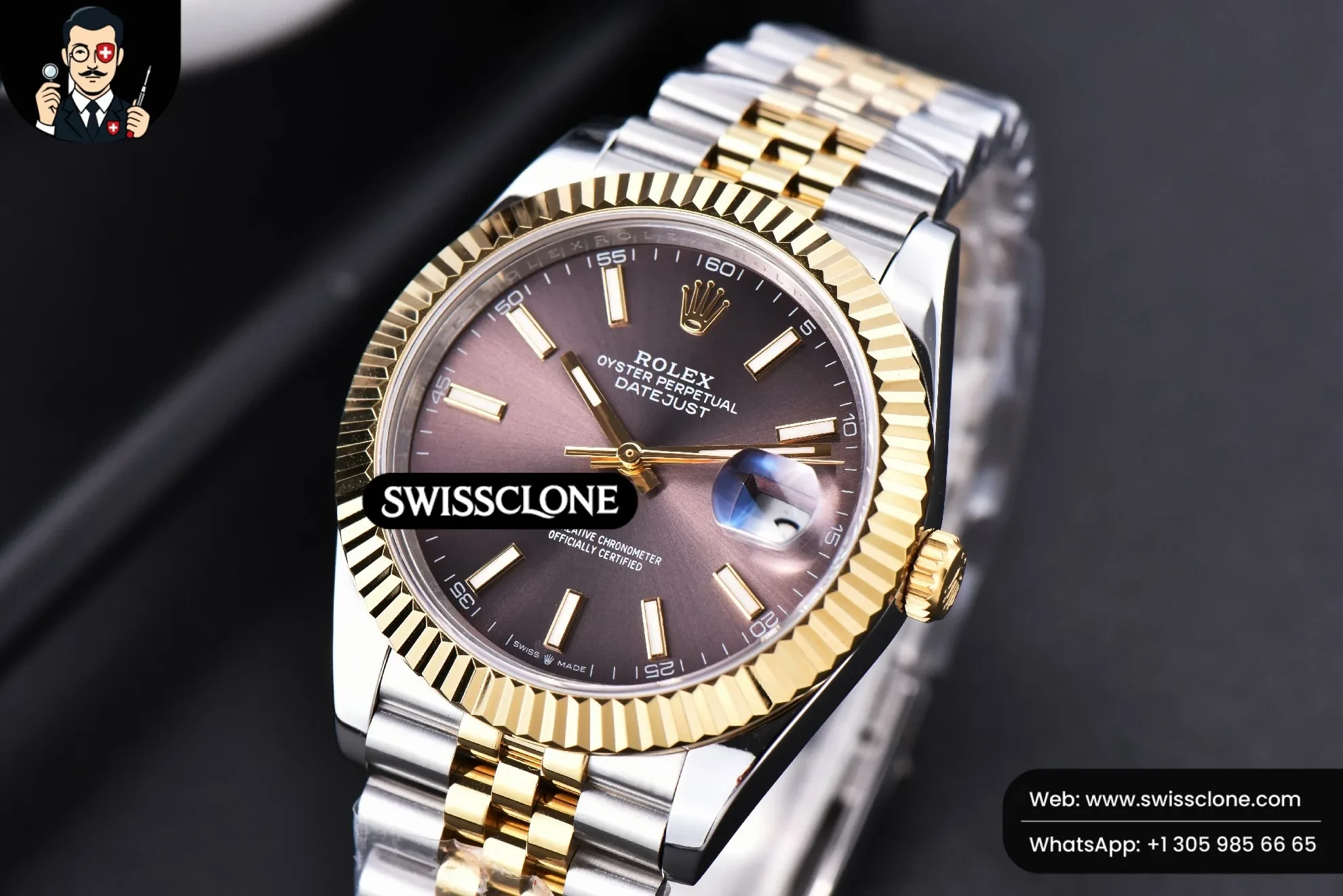 Rolex Datejust 41mm YG/SS Gray Dial Stick Marker Fluted Bezel Jubille VR3235 1:1 Super Clone - Clasp & Bracelet Finishing