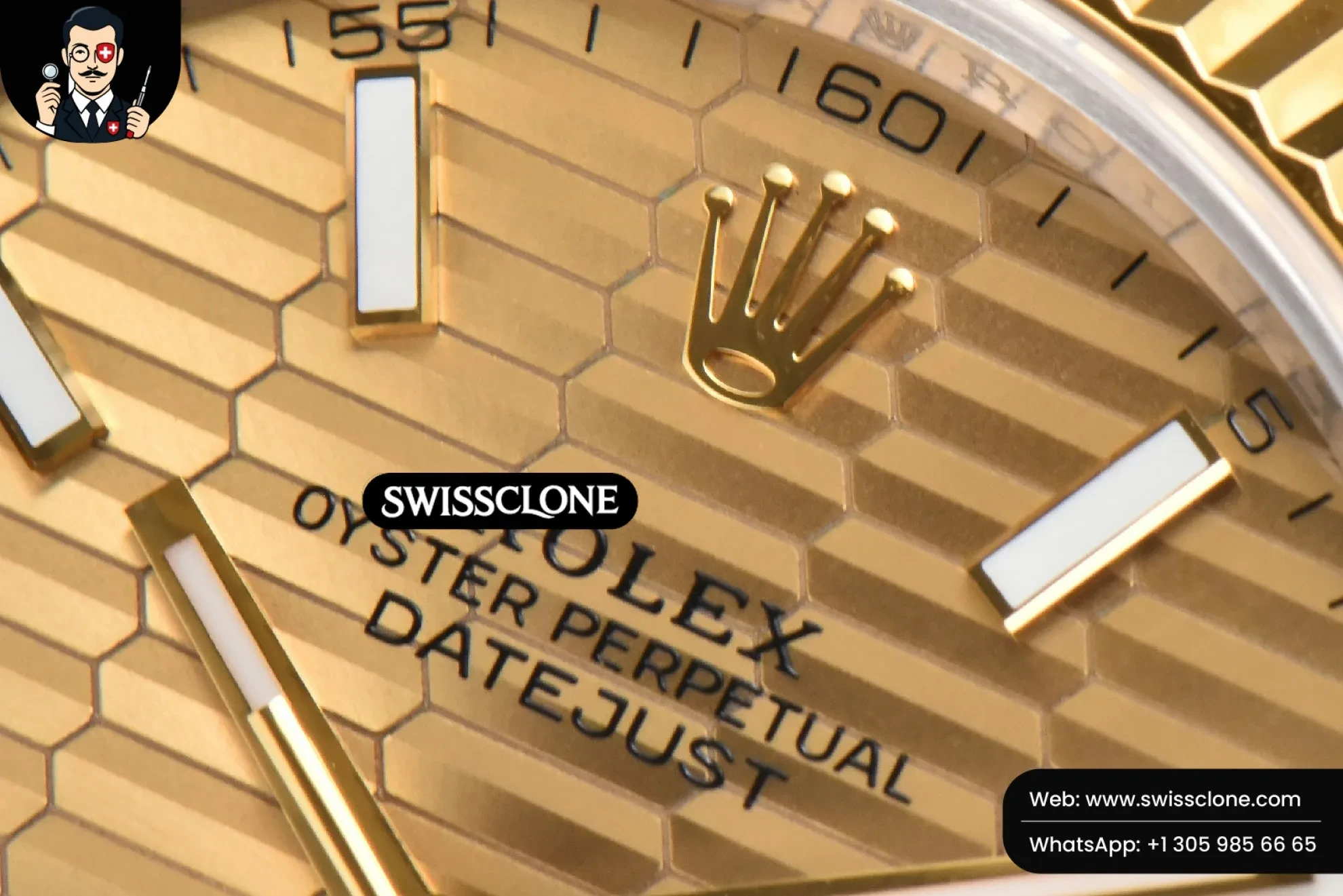 Rolex DateJust 41mm YG/SS Motif Dial Lume Marker Jubilee VS3235 1:1 Super Clone - Caseback & Cloned Calibre Movement
