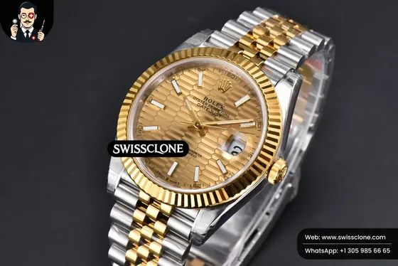 Rolex DateJust 41mm YG/SS Motif Dial Lume Marker Jubilee VS3235 1:1 Super Clone - Clasp & Bracelet Finishing