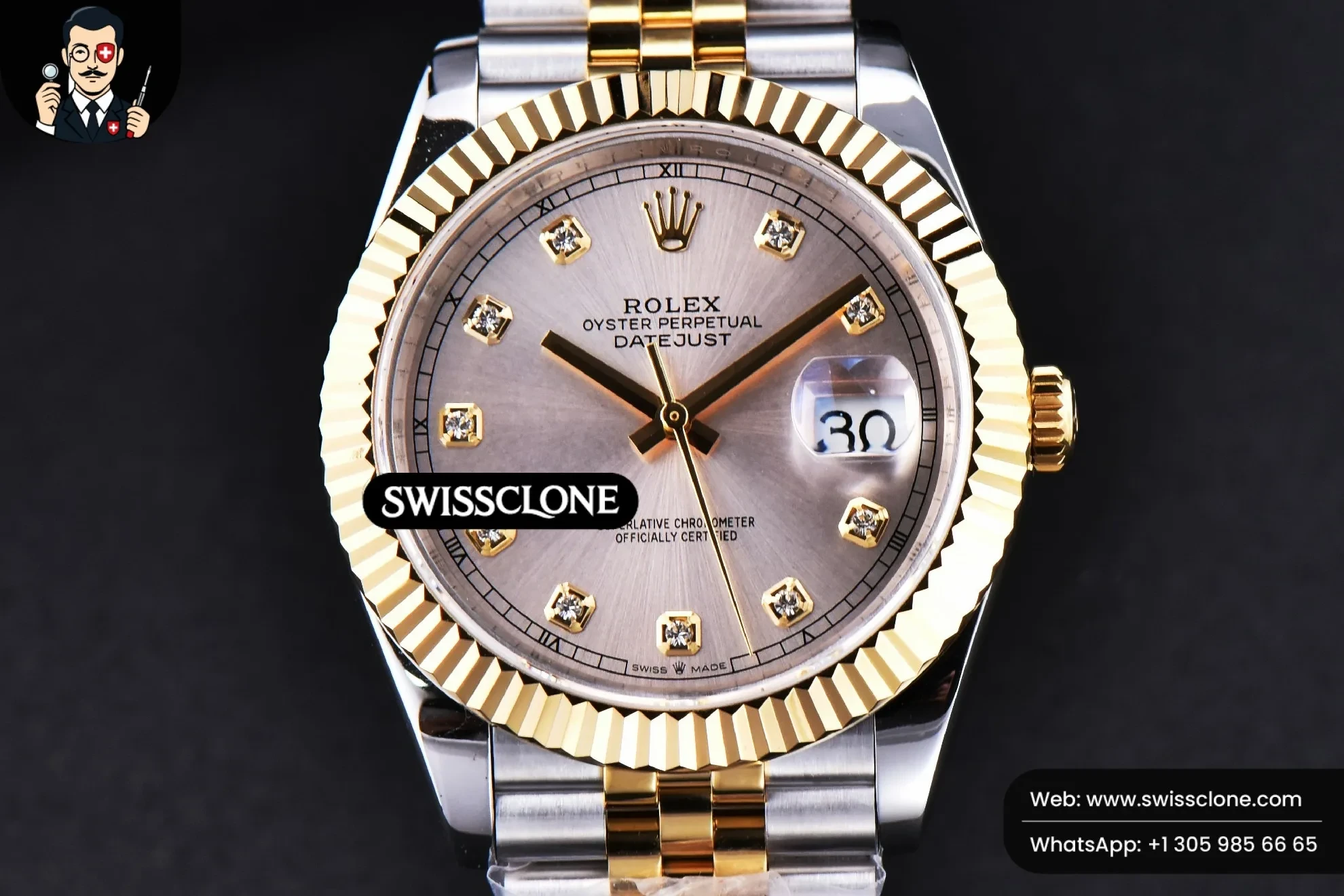 Rolex Datejust 41mm YG/SS Silver Dial Diamond Marker Fluted Bezel Jubille VR3235