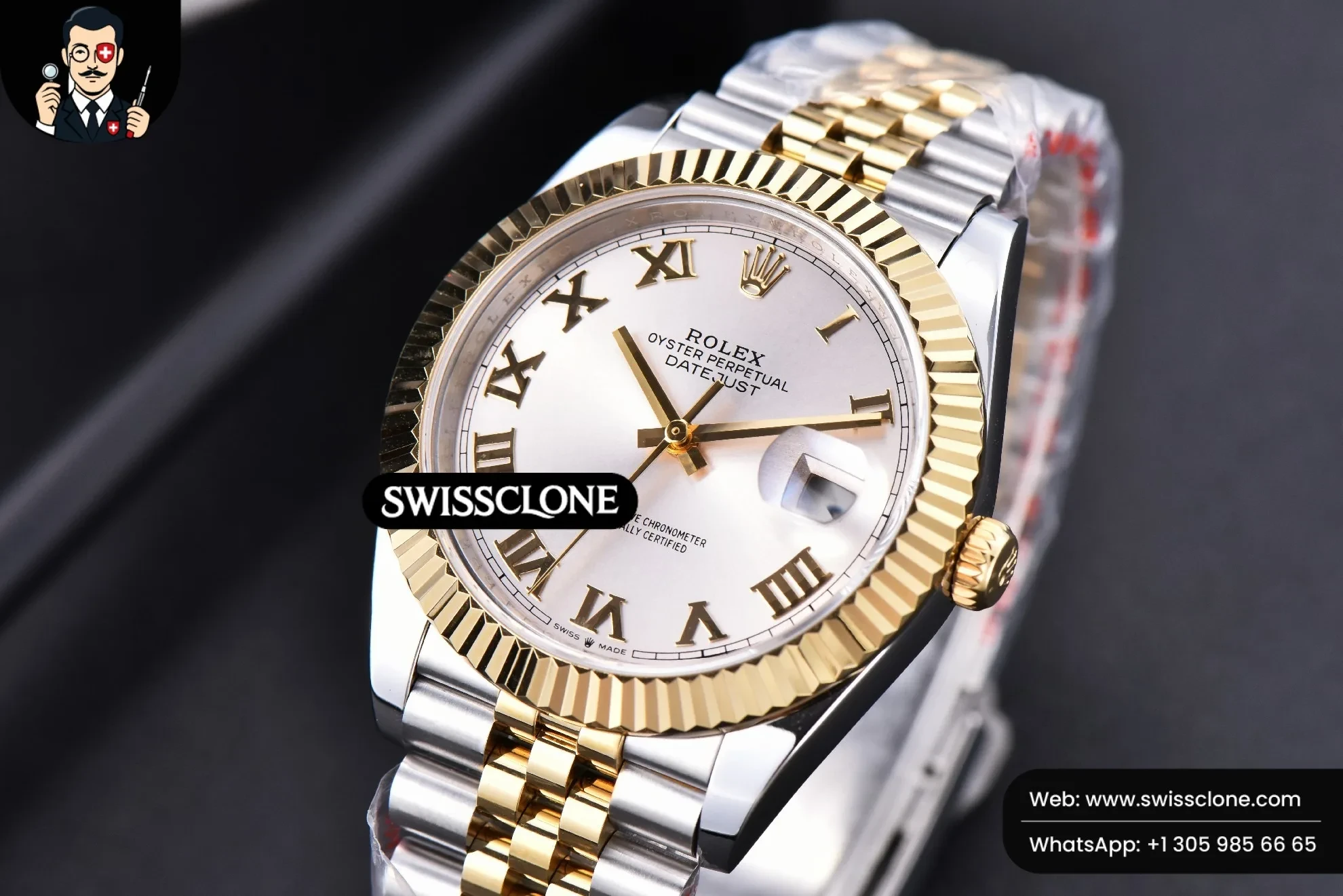 Rolex Datejust 41mm YG/SS Silver Dial Roma Marker Fluted Bezel Jubille VR3235 1:1 Super Clone - Clasp & Bracelet Finishing