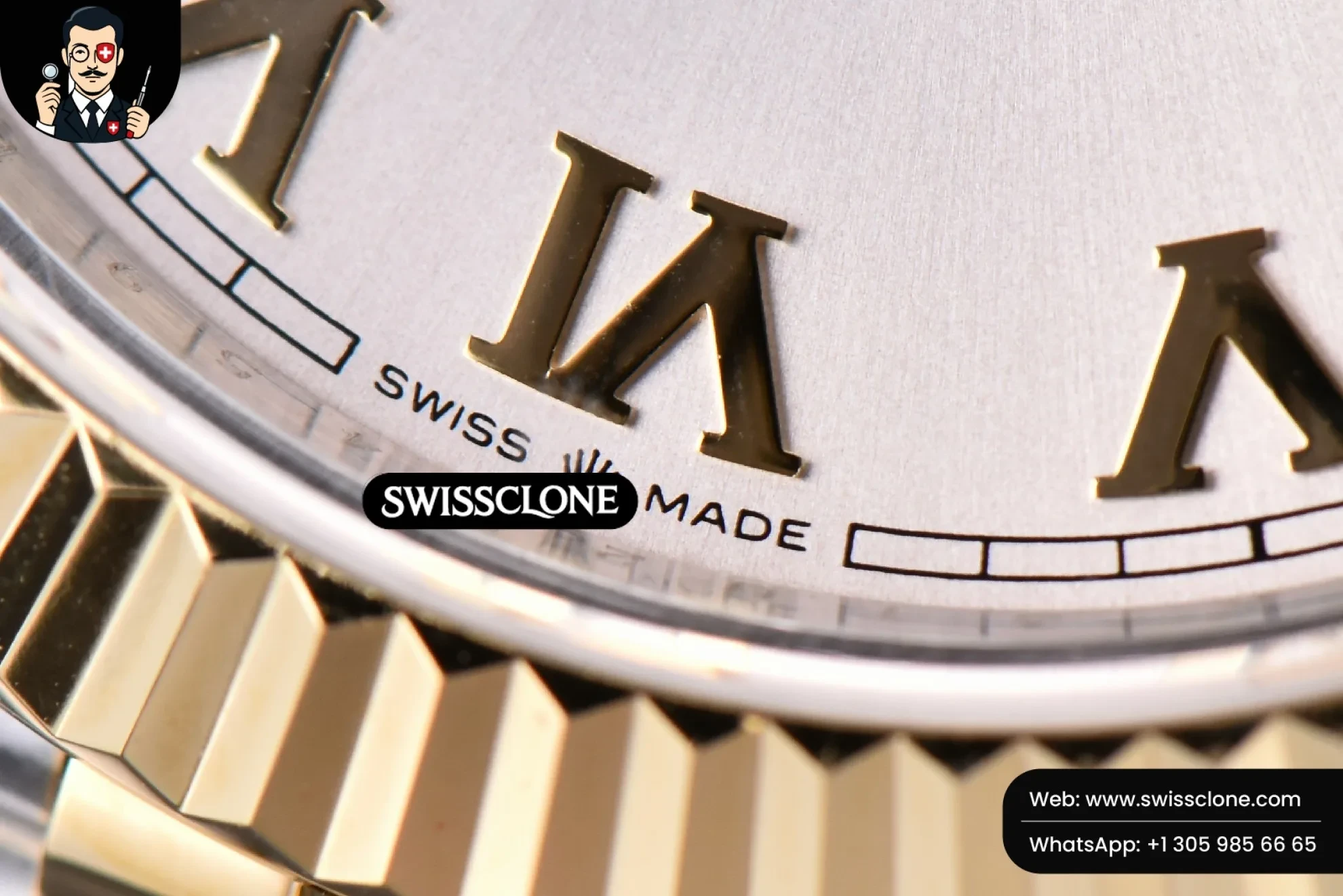 Rolex Datejust 41mm YG/SS Silver Dial Roma Marker Fluted Bezel Jubille VR3235 1:1 Super Clone - On-Wrist Presence View