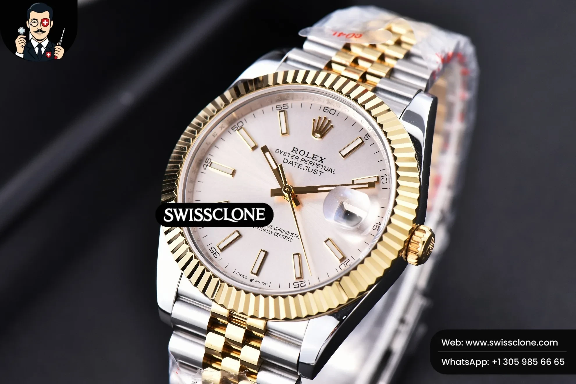 Rolex Datejust 41mm YG/SS Silver Dial Stick Marker Fluted Bezel Jubille VR3235 1:1 Super Clone - Clasp & Bracelet Finishing