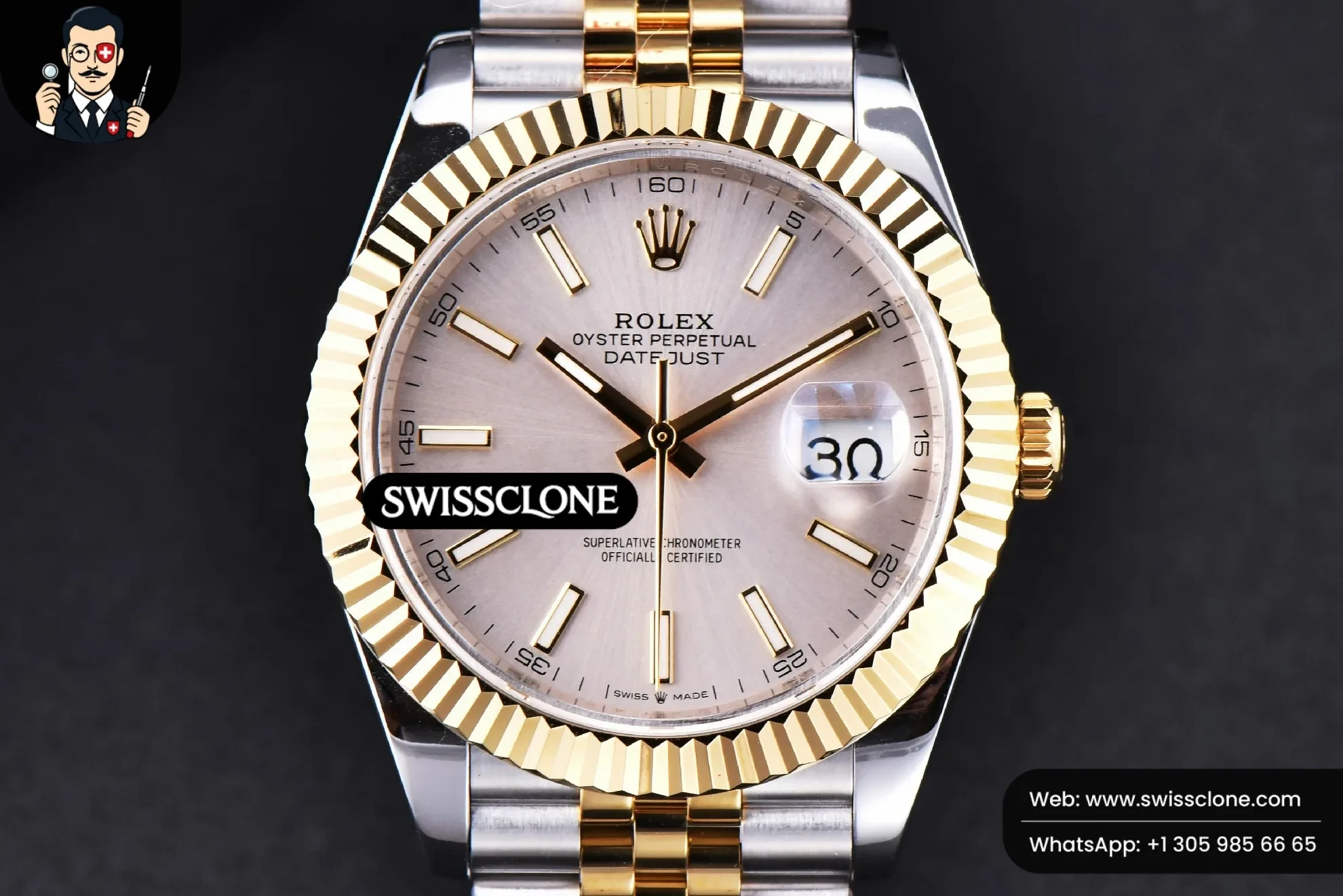 Rolex Datejust 41mm YG/SS Silver Dial Stick Marker Fluted Bezel Jubille VR3235