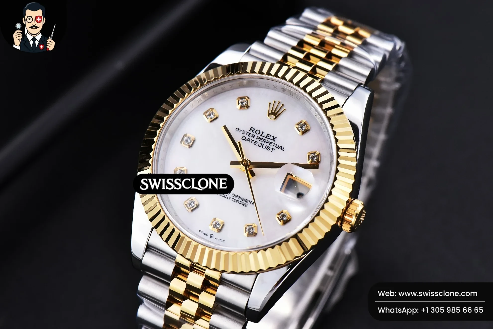 Rolex Datejust 41mm YG/SS White Dial diamond Marker Fluted Bezel Jubille VR3235 1:1 Super Clone - Clasp & Bracelet Finishing
