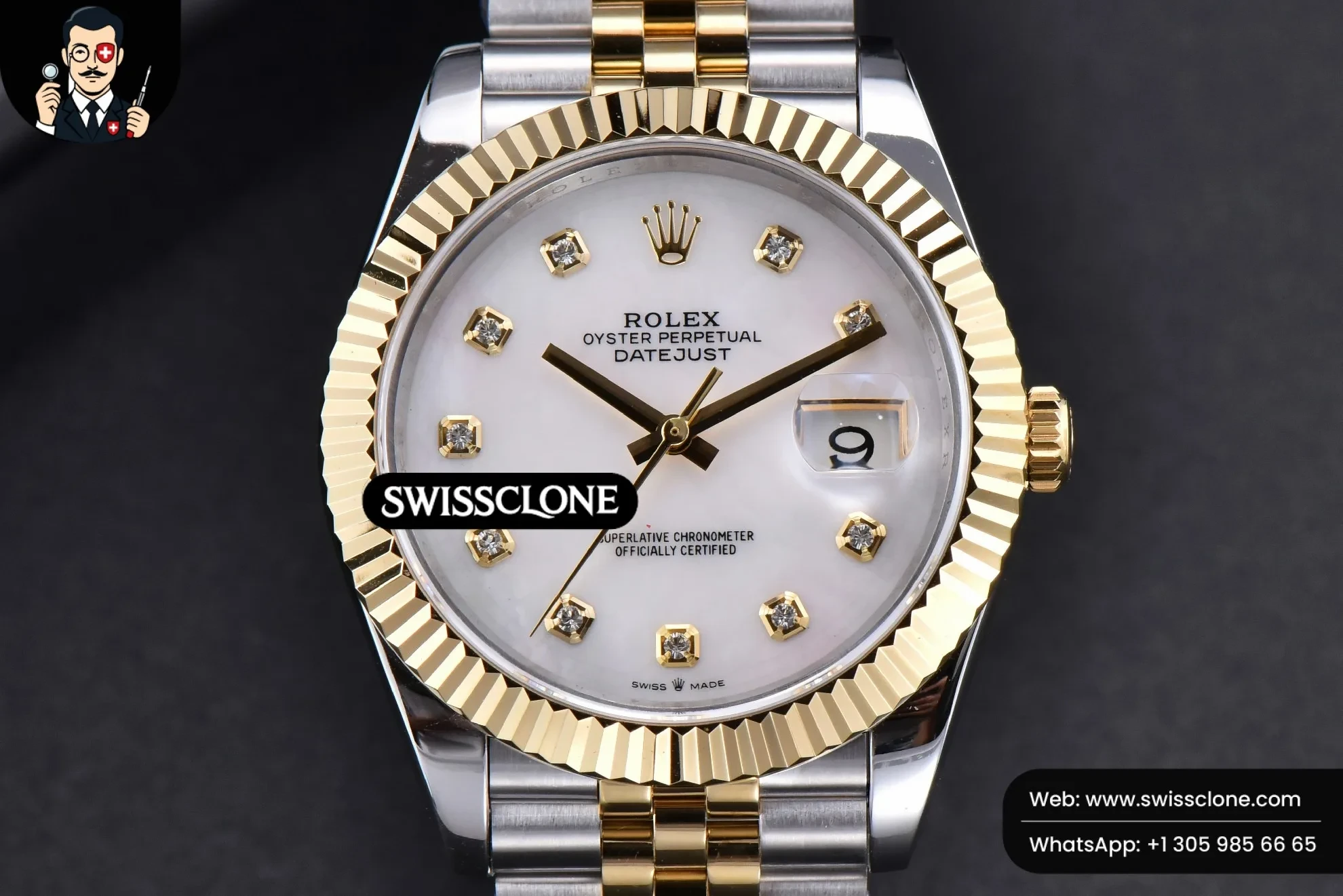 Rolex Datejust 41mm YG/SS White Dial diamond Marker Fluted Bezel Jubille VR3235