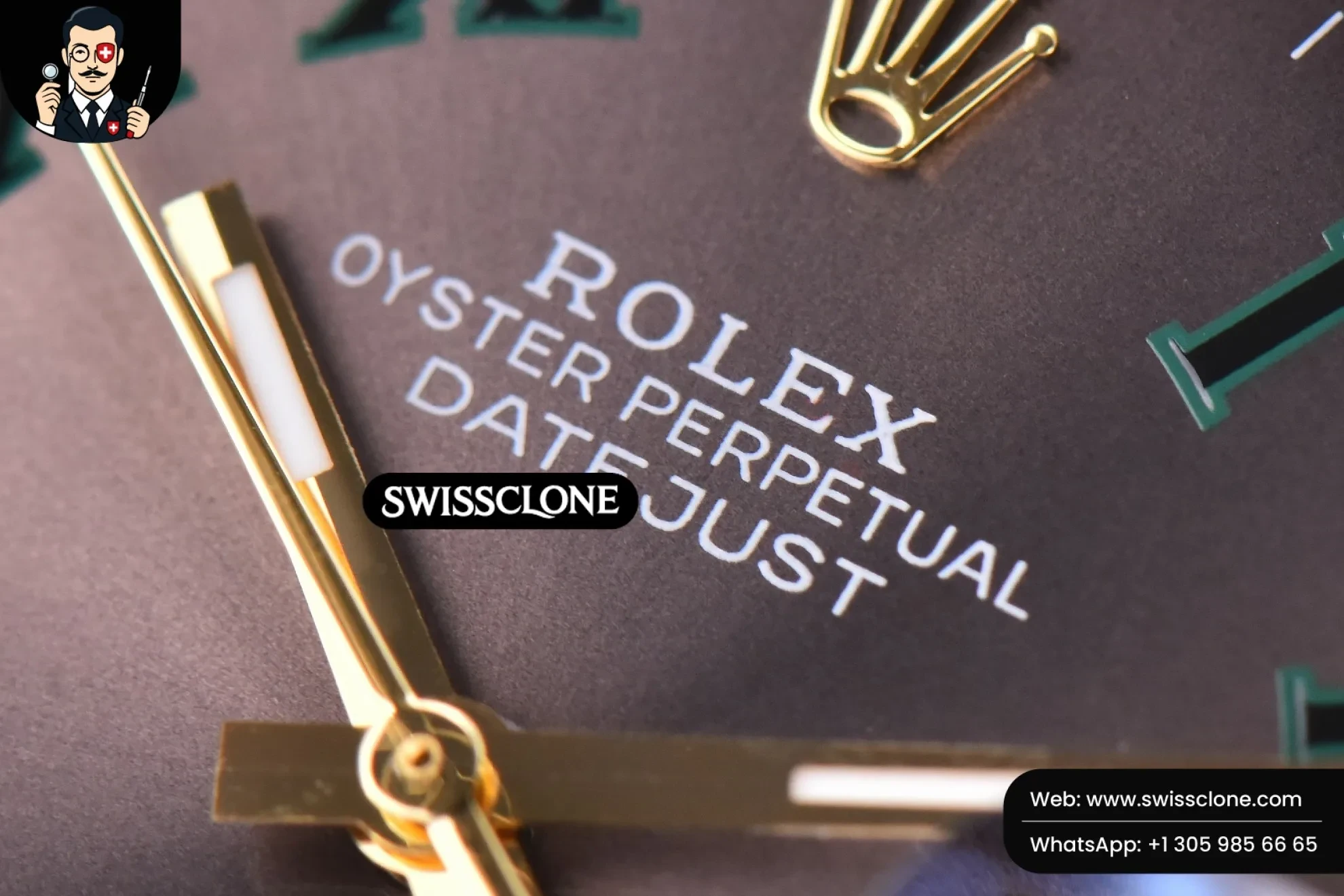 Rolex Datejust 41mm YG/SS Wimbledon Gray Dial Green Roma Marker Fluted Bezel Jubille VR3235 1:1 Super Clone - Caseback & Cloned Calibre Movement