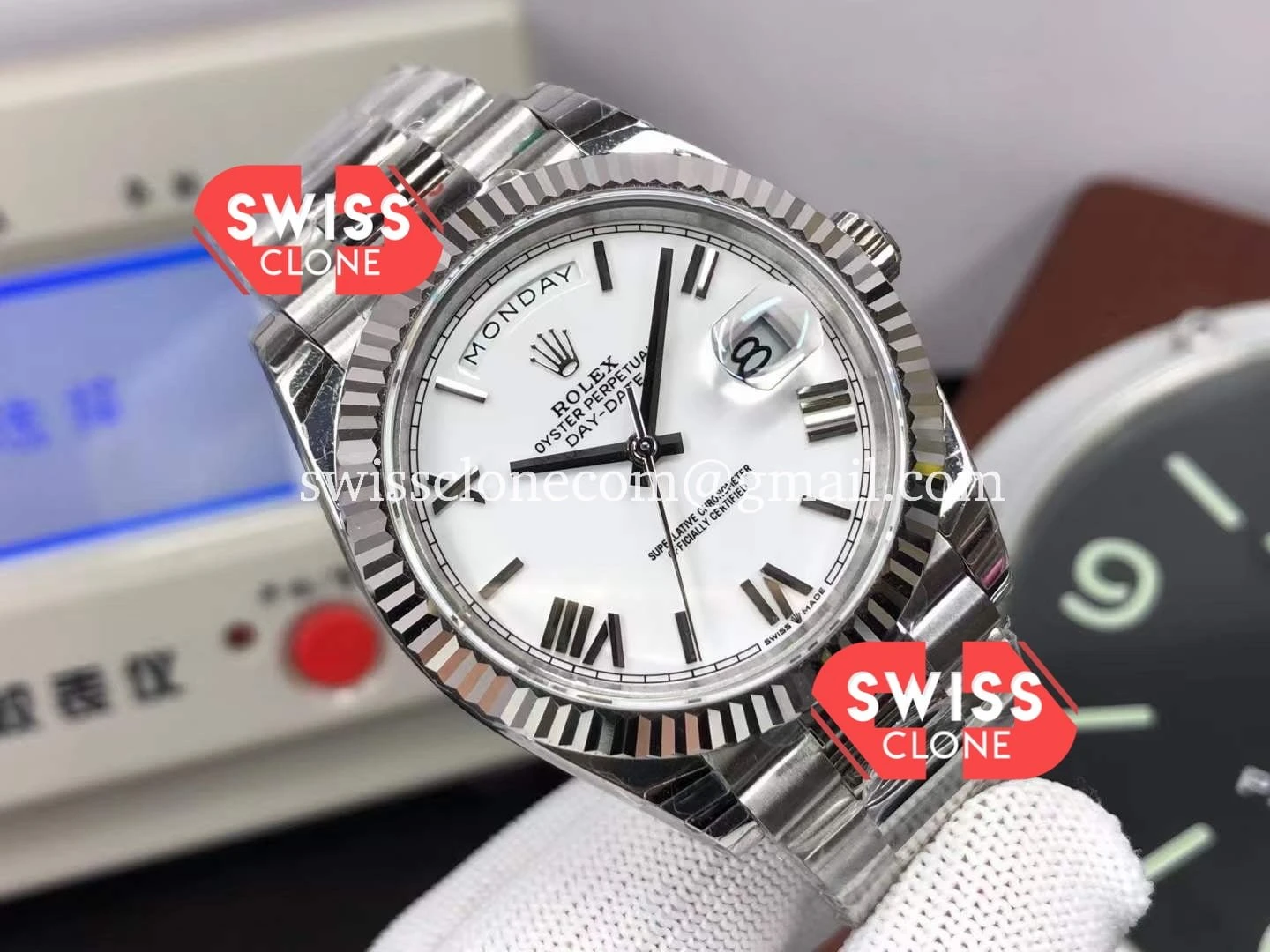 Rolex Day Date 228239 904L Steel 40MM 1:1 Super Clone - Dial Macro Close-Up
