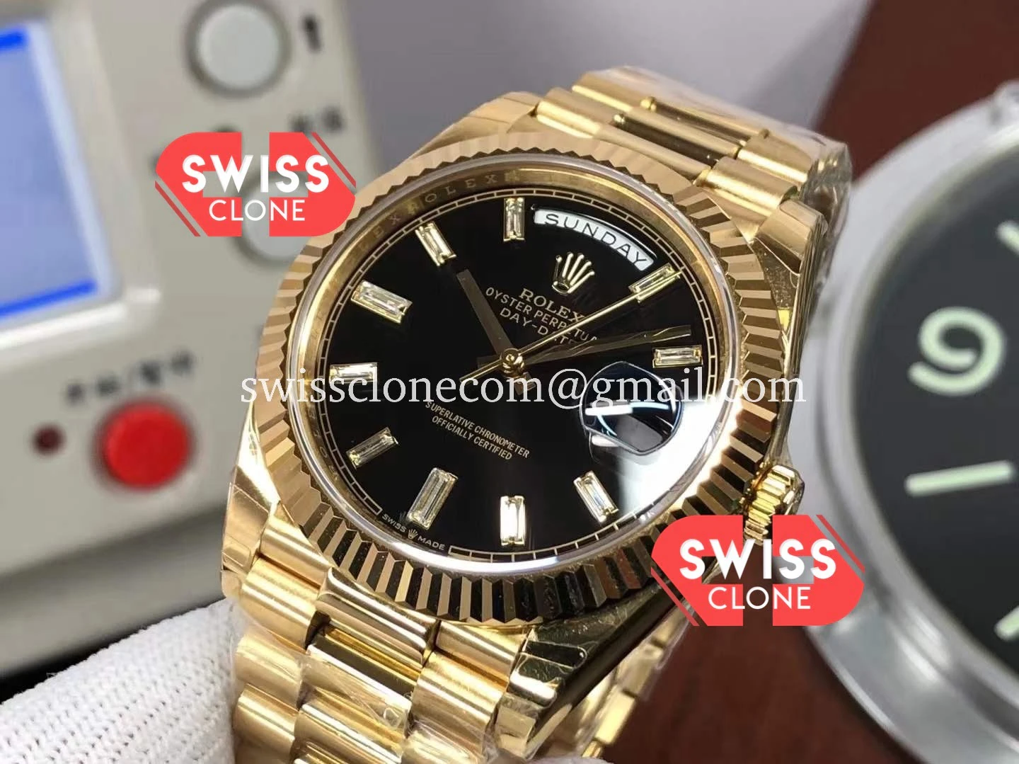 Rolex Day Date 40MM Black Dial Presidential Yellow Gold 1:1 Super Clone - Clasp & Bracelet Finishing