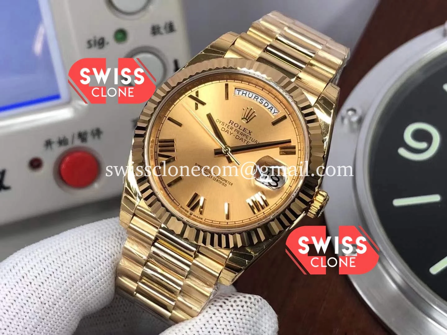 Rolex Day Date 40MM Gold Dial Roman Numerals 1:1 Super Clone - Clasp & Bracelet Finishing