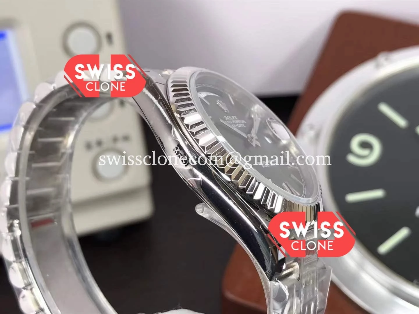 Rolex Day Date 40mm Green Dial Presidential Stainless Steel 1:1 Super Clone - Caseback & Cloned Calibre Movement