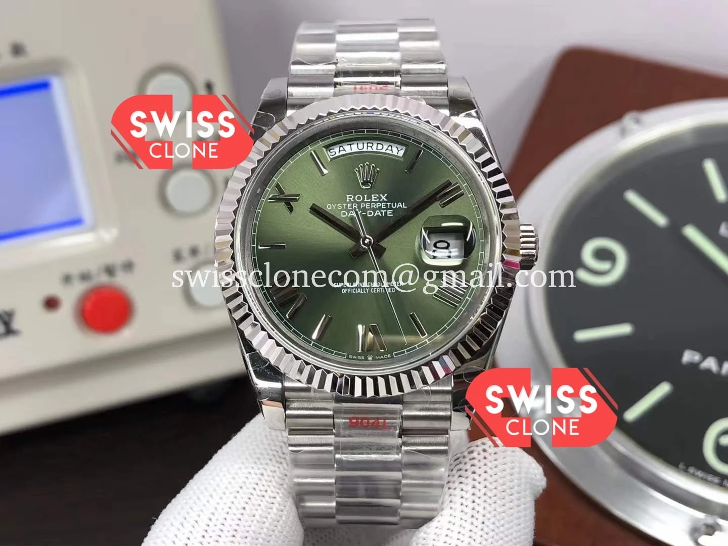 Rolex Day Date 40mm Green Dial Presidential Stainless Steel