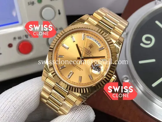 Rolex Day Date 40mm Presidential Yellow Gold 904L Gold Dial 1:1 Super Clone - Clasp & Bracelet Finishing