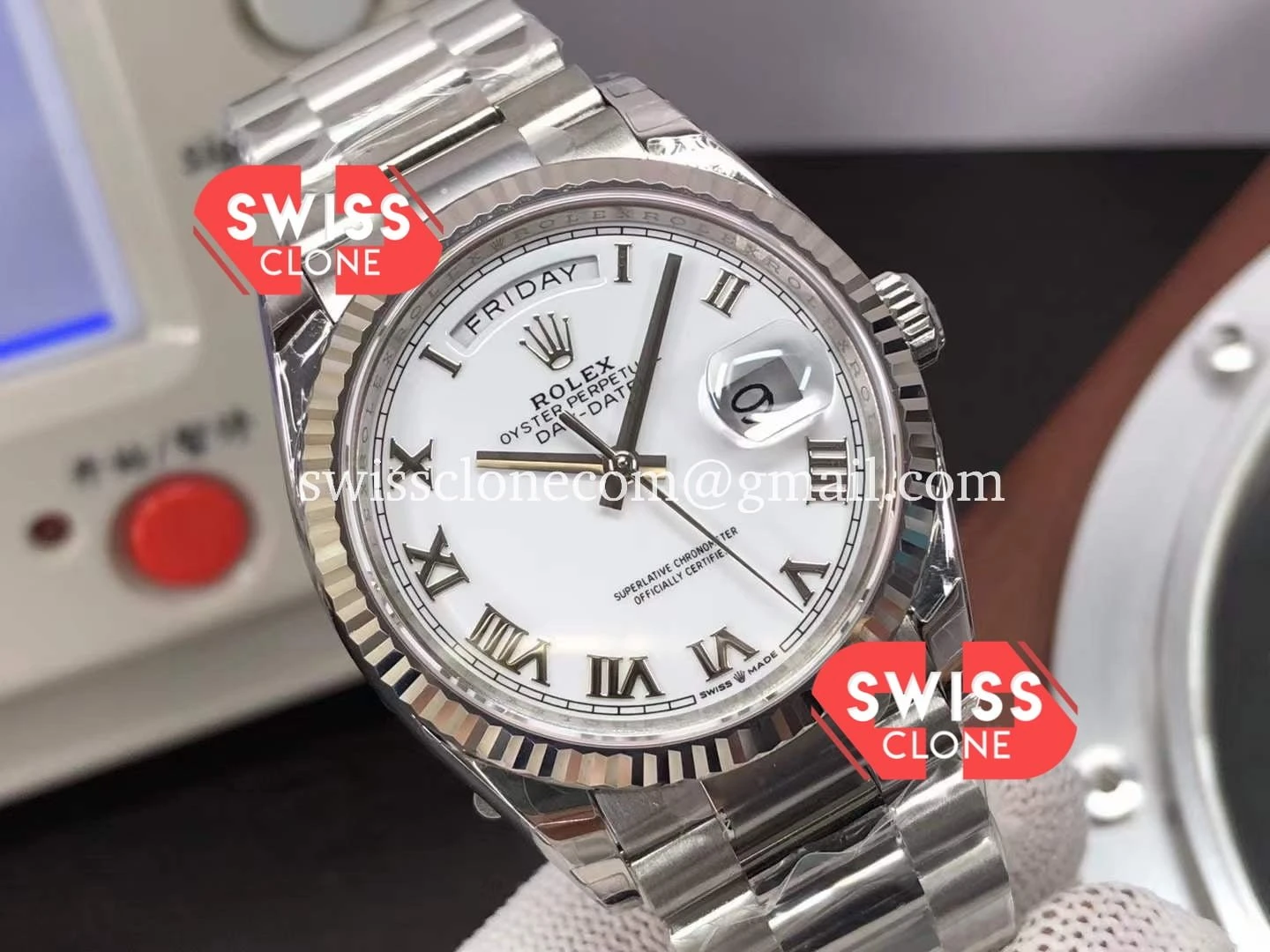 Rolex Day Date Presidential 128239 904L Steel 36MM 1:1 Super Clone - Dial Macro Close-Up