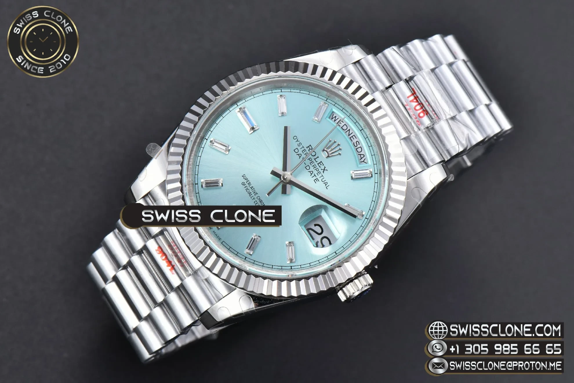 Rolex DayDate 36MM GMF Ice Blue Dial Diamond Marker President Bracelet A3235 GM Factory 1:1 Super Clone - Bezel & Case Profile