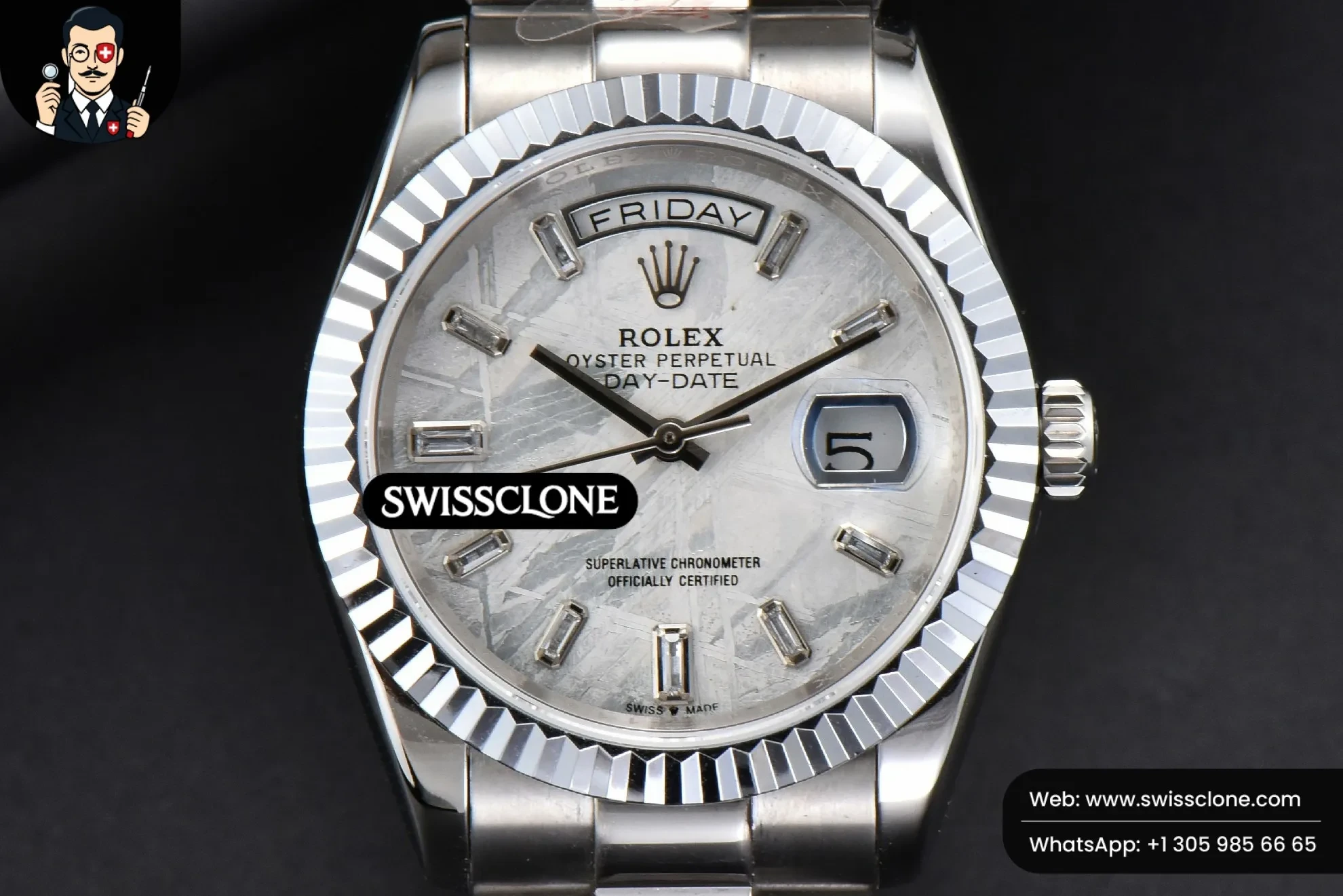 Rolex Daydate 36mm Meteorite Dial Diamond Marker