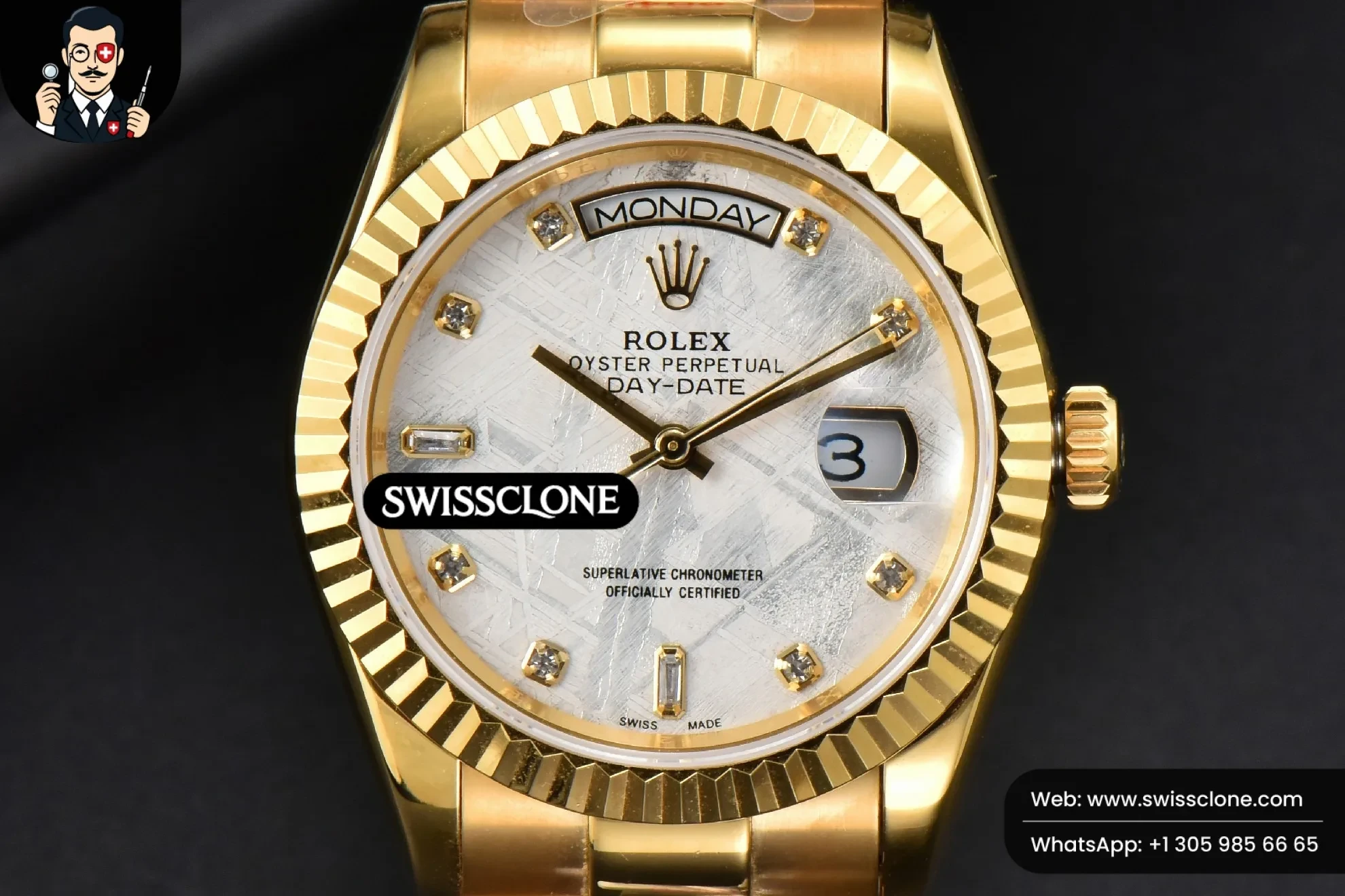 Rolex Daydate 36mm Meteorite Dial Diamond Marker