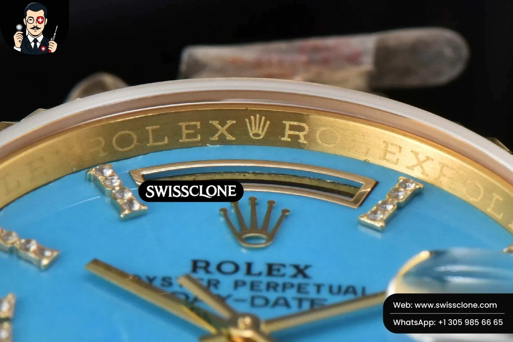 Rolex Daydate 36mm Meteorite Dial Roma Diamond Marker 1:1 Super Clone - Lateral Case Thickness Profile