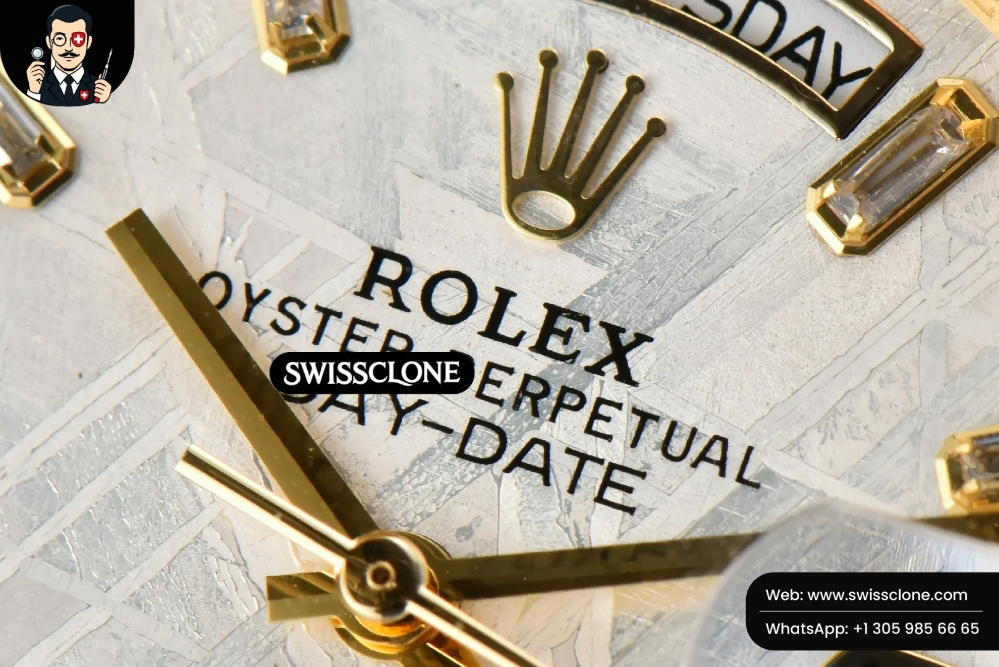 Rolex Daydate 36mm Meteorite Dial Stick Diamond Marker 1:1 Super Clone - Clasp & Bracelet Finishing