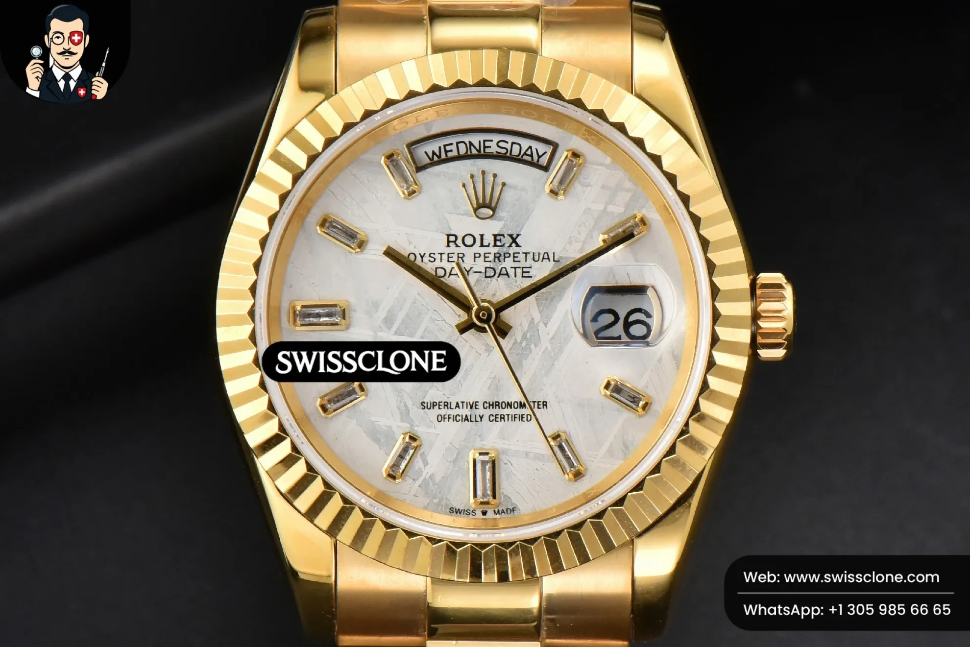 Rolex Daydate 36mm Meteorite Dial Stick Diamond Marker