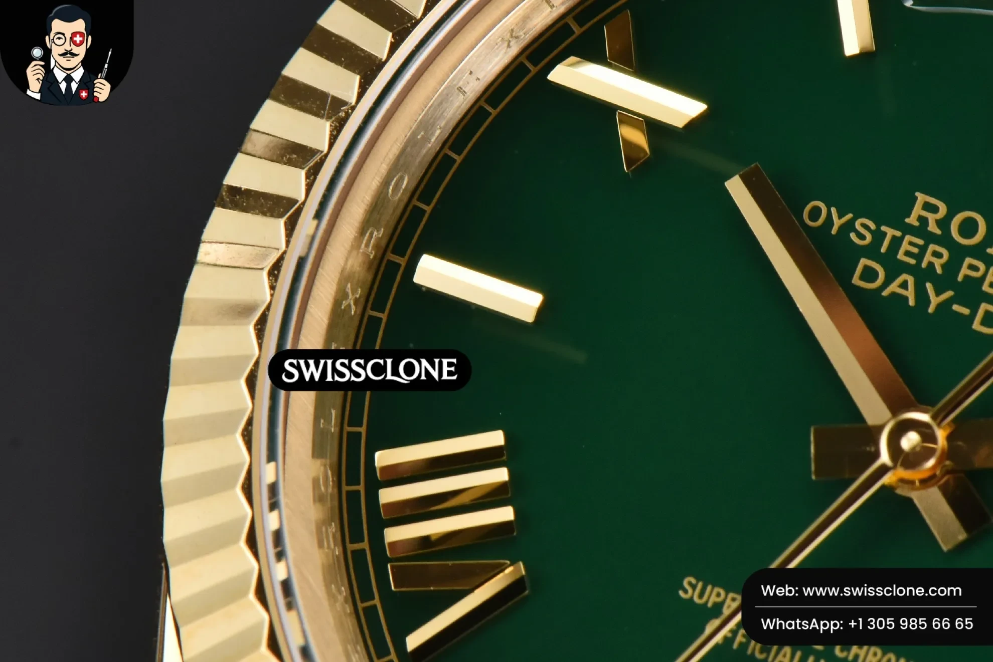 Rolex DayDate 40mm 904L Green Dial (SW-27162) 1:1 Super Clone - Caseback & Cloned Calibre Movement