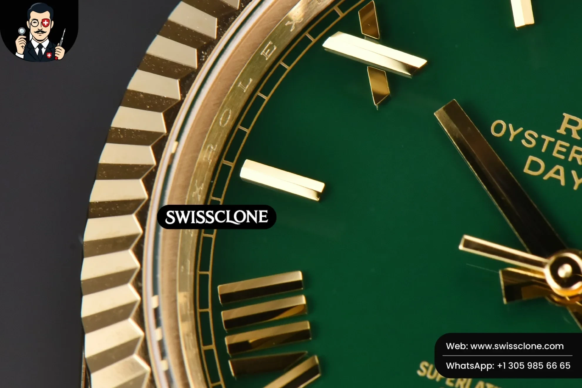 Rolex DayDate 40mm 904L Green Dial (SW-27178) 1:1 Super Clone - Caseback & Cloned Calibre Movement