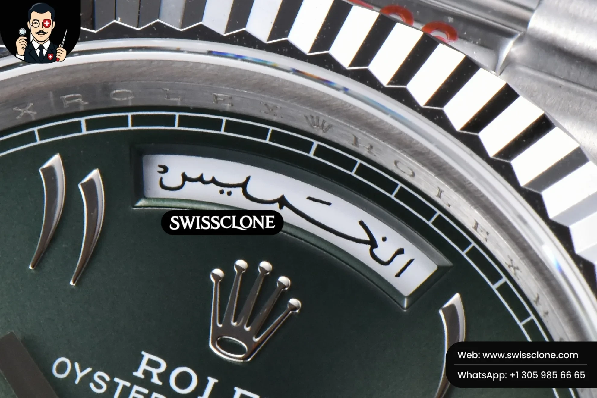 Rolex DayDate 40mm 904L Oliva Green Arabic Dial President 1:1 Super Clone - Clasp & Bracelet Finishing