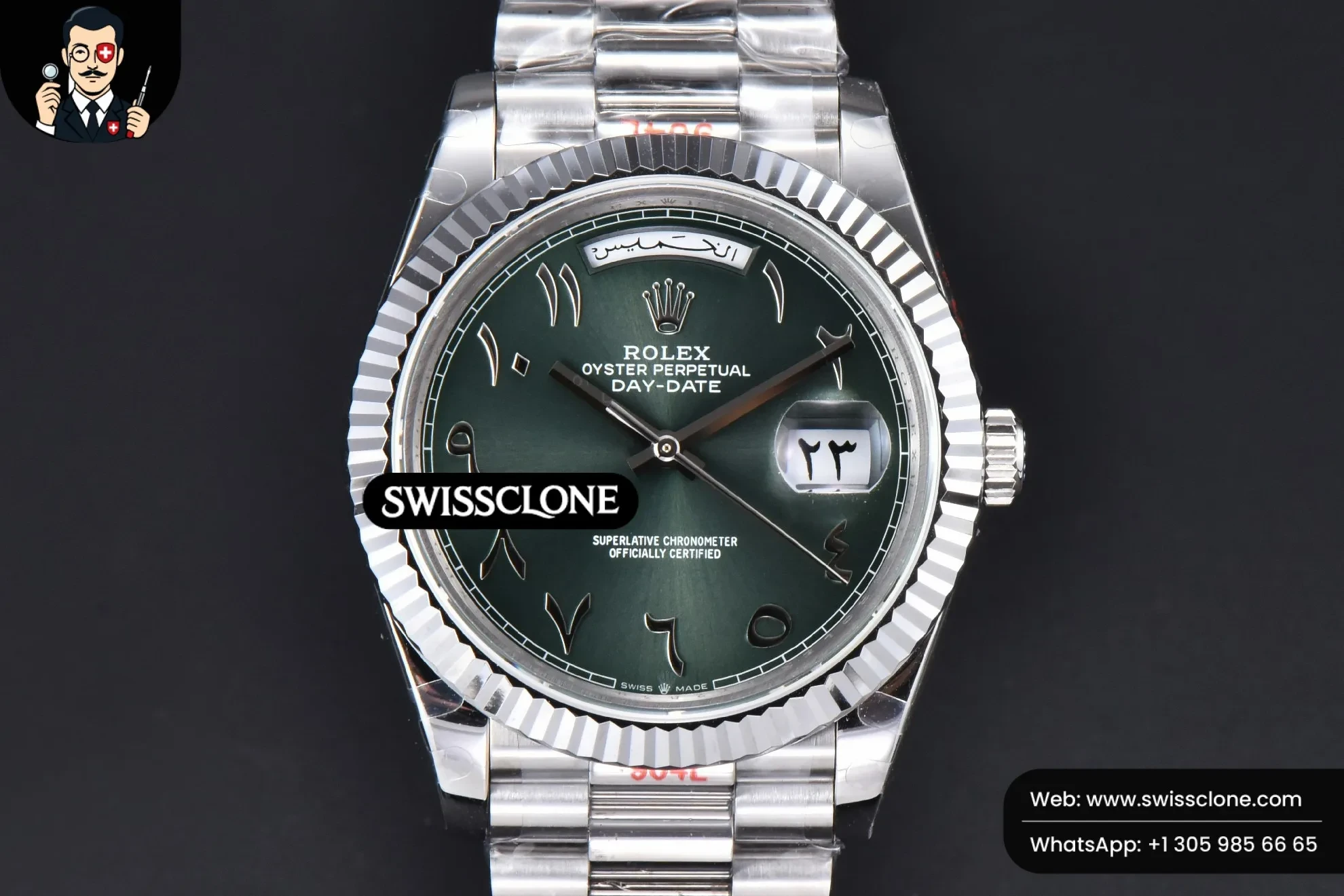 Rolex DayDate 40mm 904L Oliva Green Arabic Dial President
