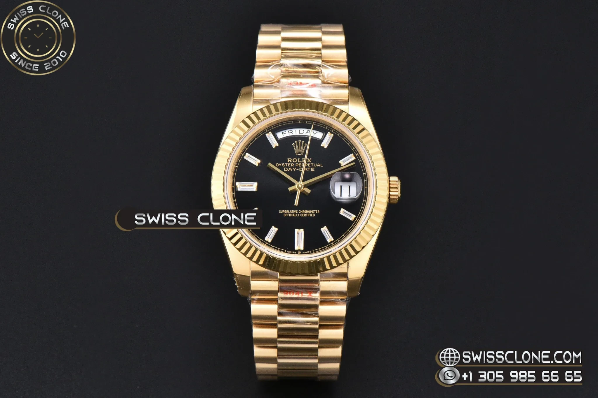 Rolex DayDate 40mm Black Dial Diamond Marker President VR3255 Tungsten