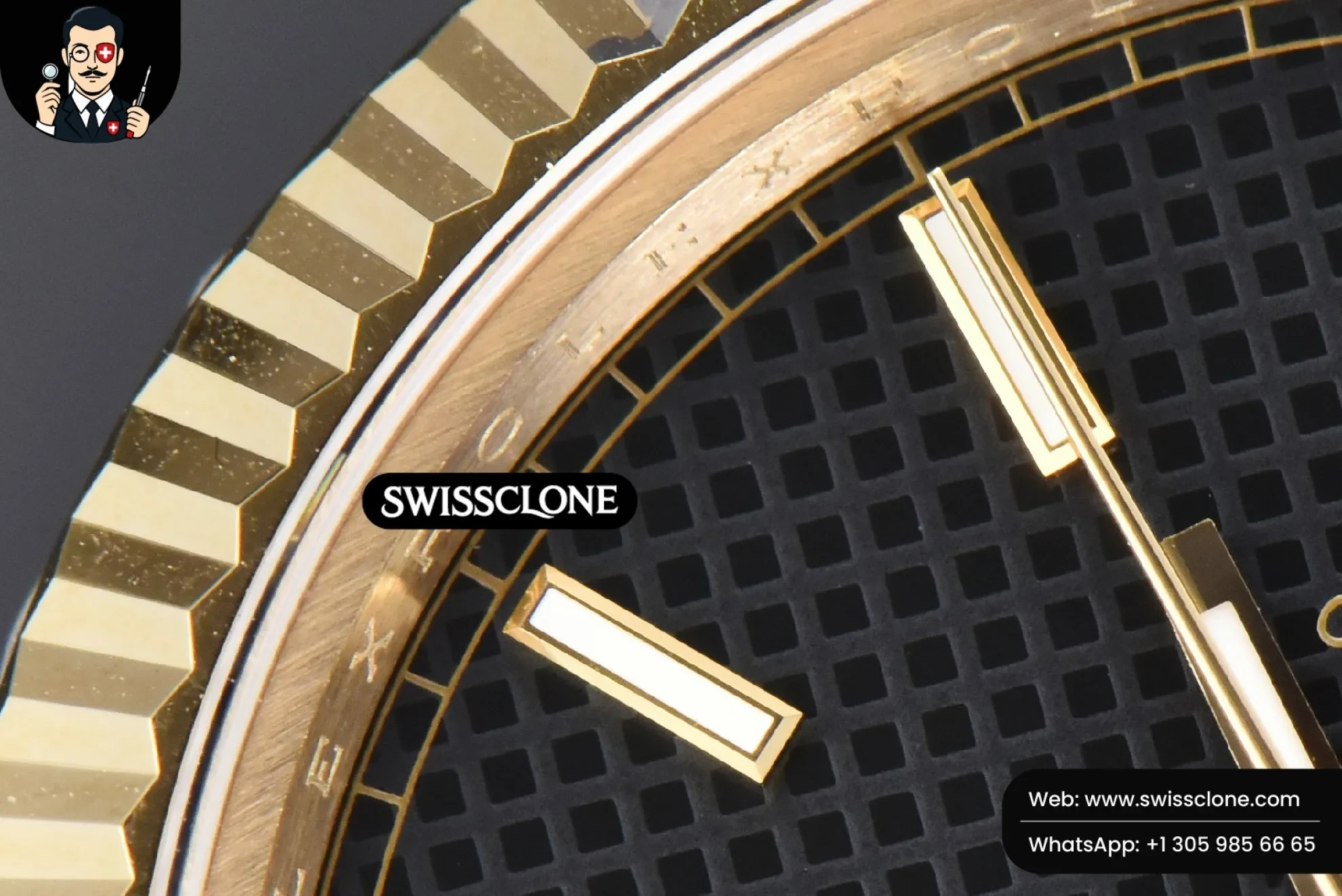 Rolex DayDate 40mm Black Dial Lume Marker President 1:1 Super Clone - Lateral Case Thickness Profile