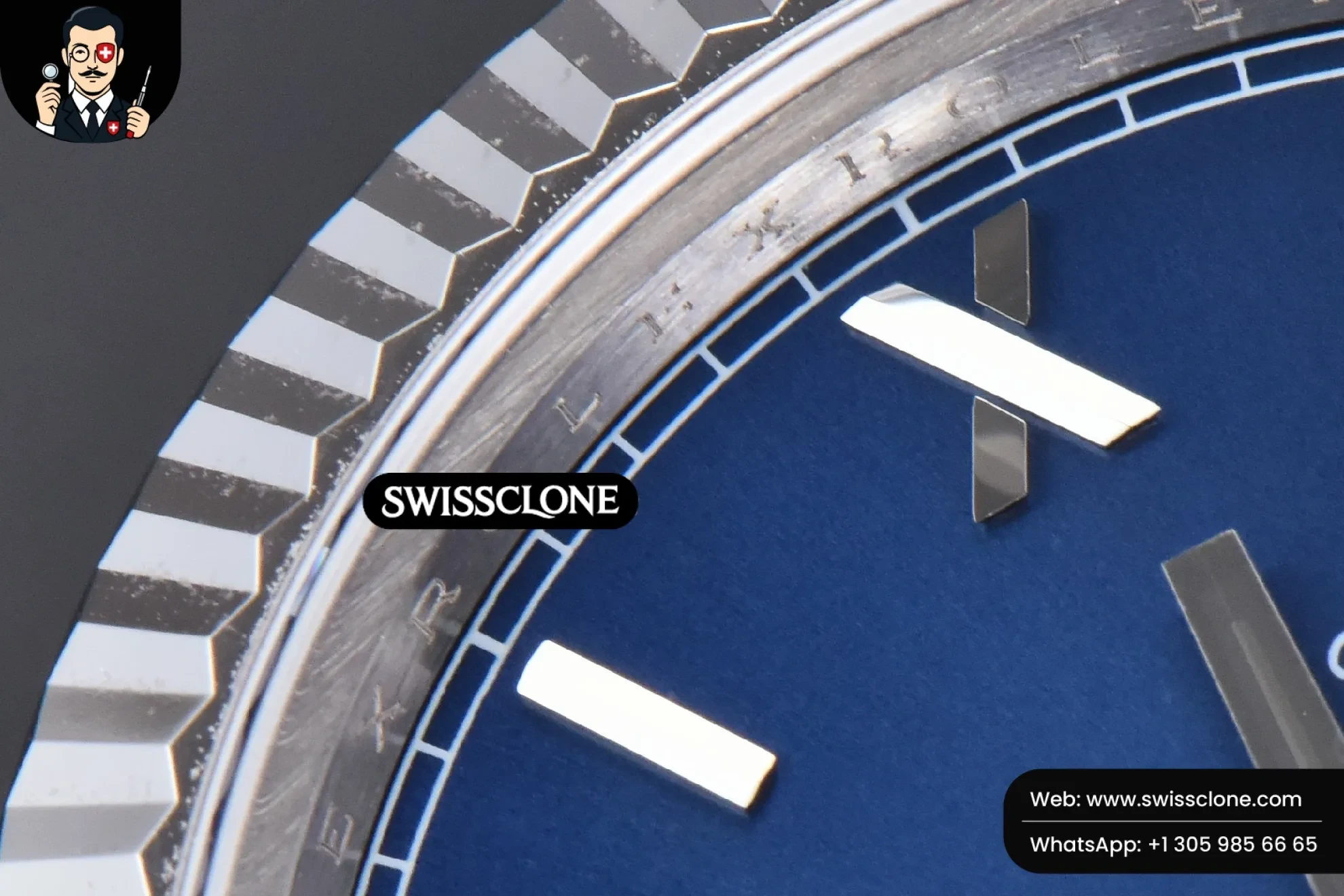 Rolex DayDate 40mm Blue Dial Roma Marker President 1:1 Super Clone - Lateral Case Thickness Profile