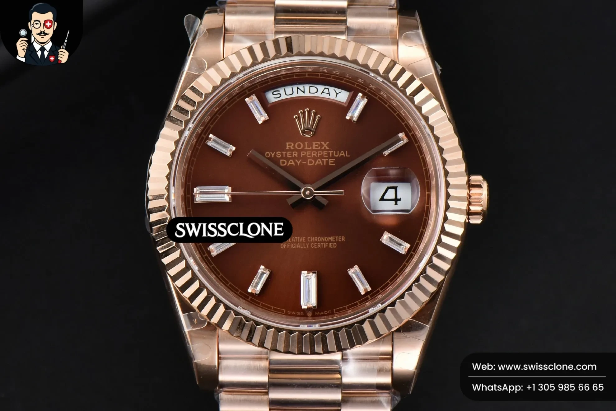 Rolex DayDate 40mm Brown Dial Diamond Marker