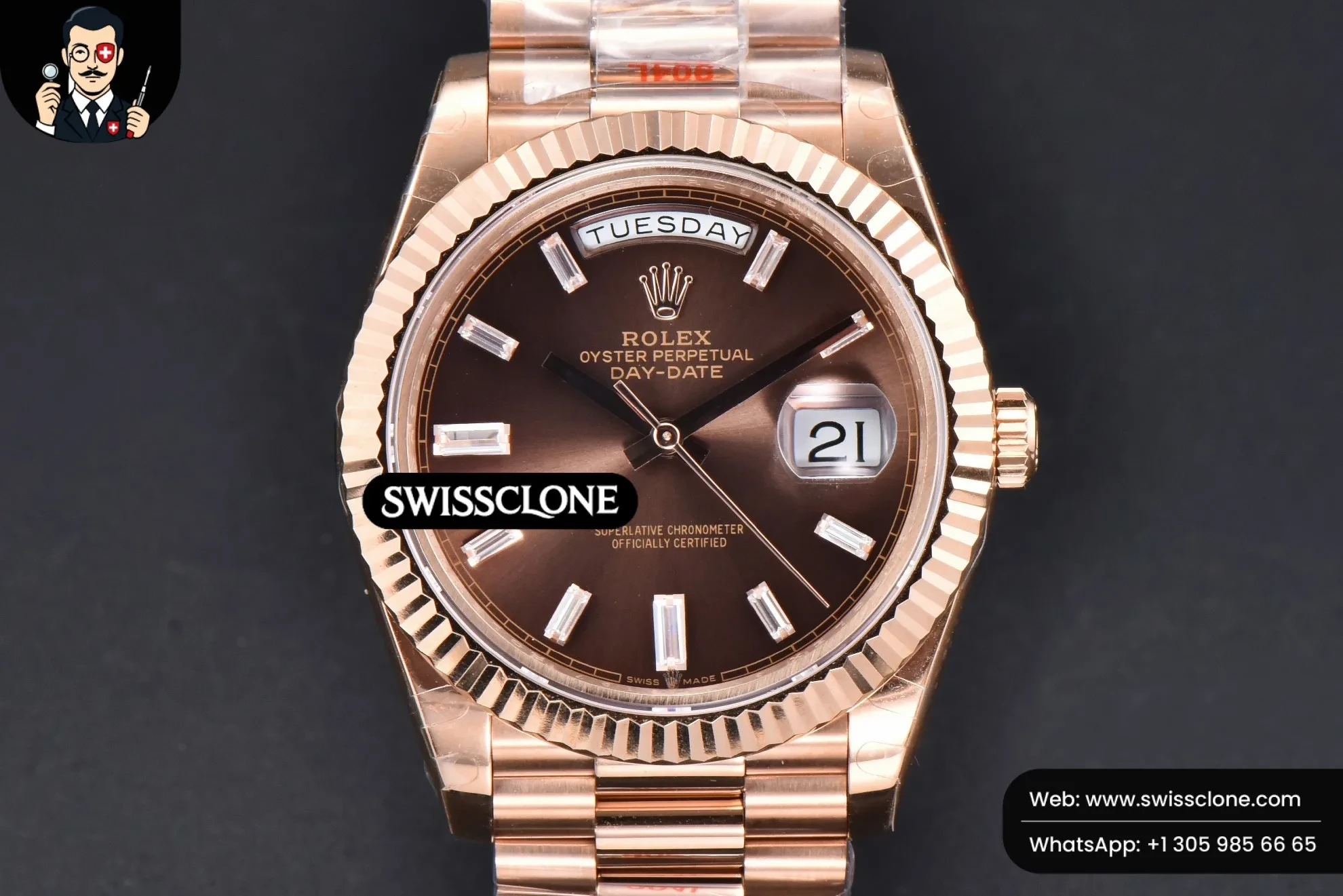 Rolex DayDate 40mm Brown Dial Diamond Marker President